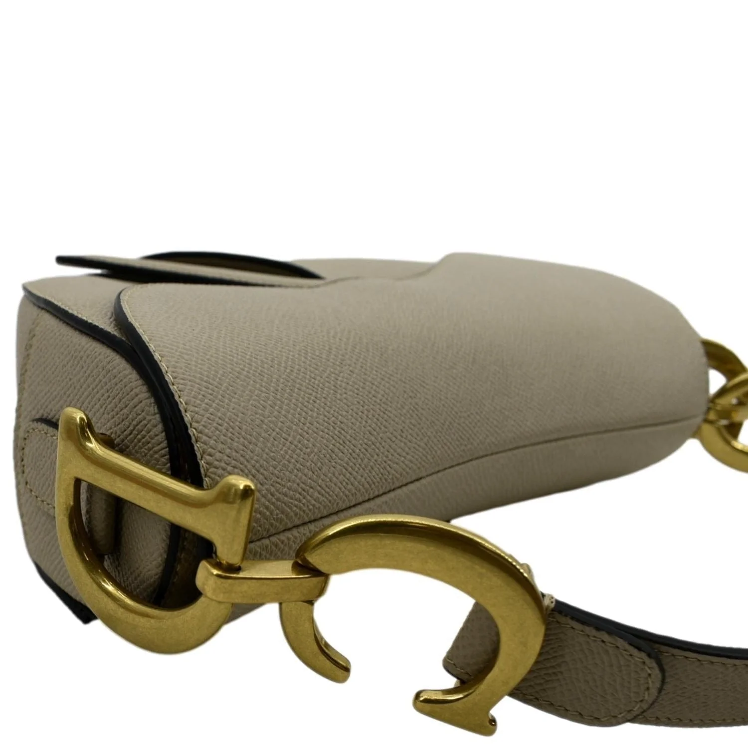 CHRISTIAN DIOR Saddle Grained Calfskin Leather Shoulder Bag Beige - Image 7