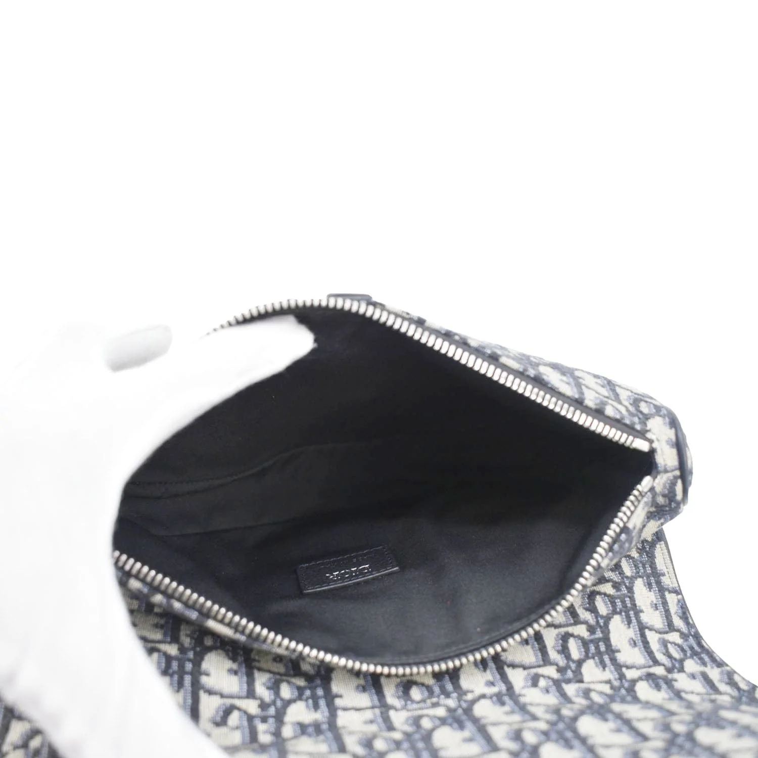 CHRISTIAN DIOR Saddle Oblique Jacquard Belt Crossbody Bag Navy Blue - Image 11