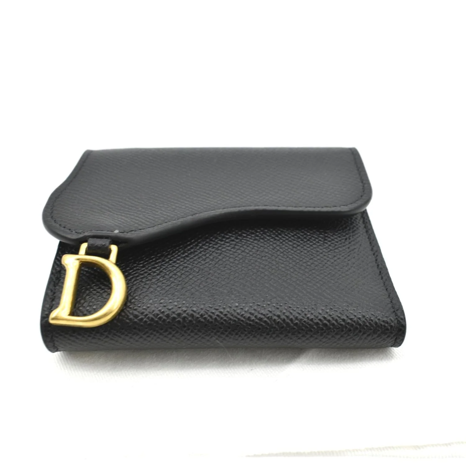 CHRISTIAN DIOR Saddle Grained Calfskin Leather Wallet Black - Image 3