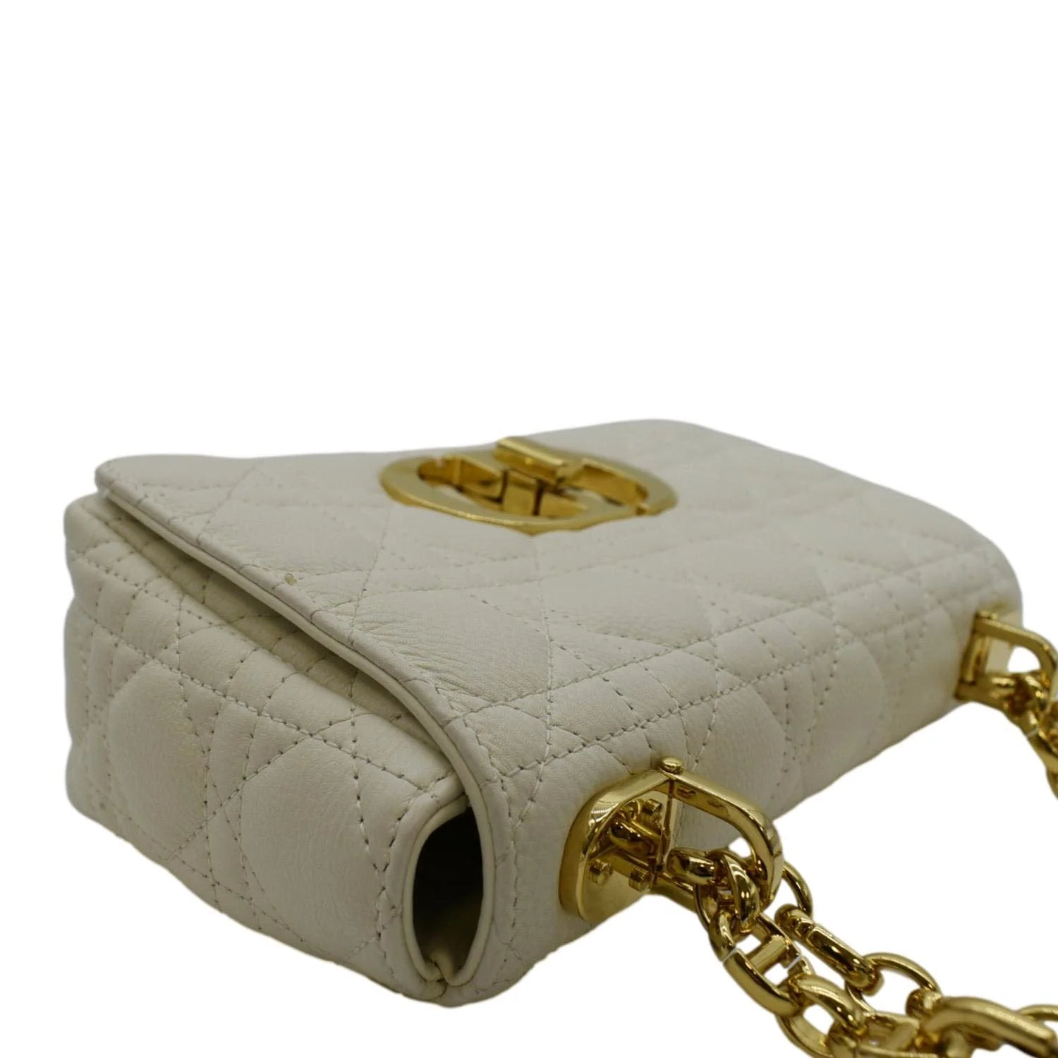 CHRISTIAN DIOR Caro Small Supple Cannage Calfskin Leather Shoulder Bag Ivory - Image 7