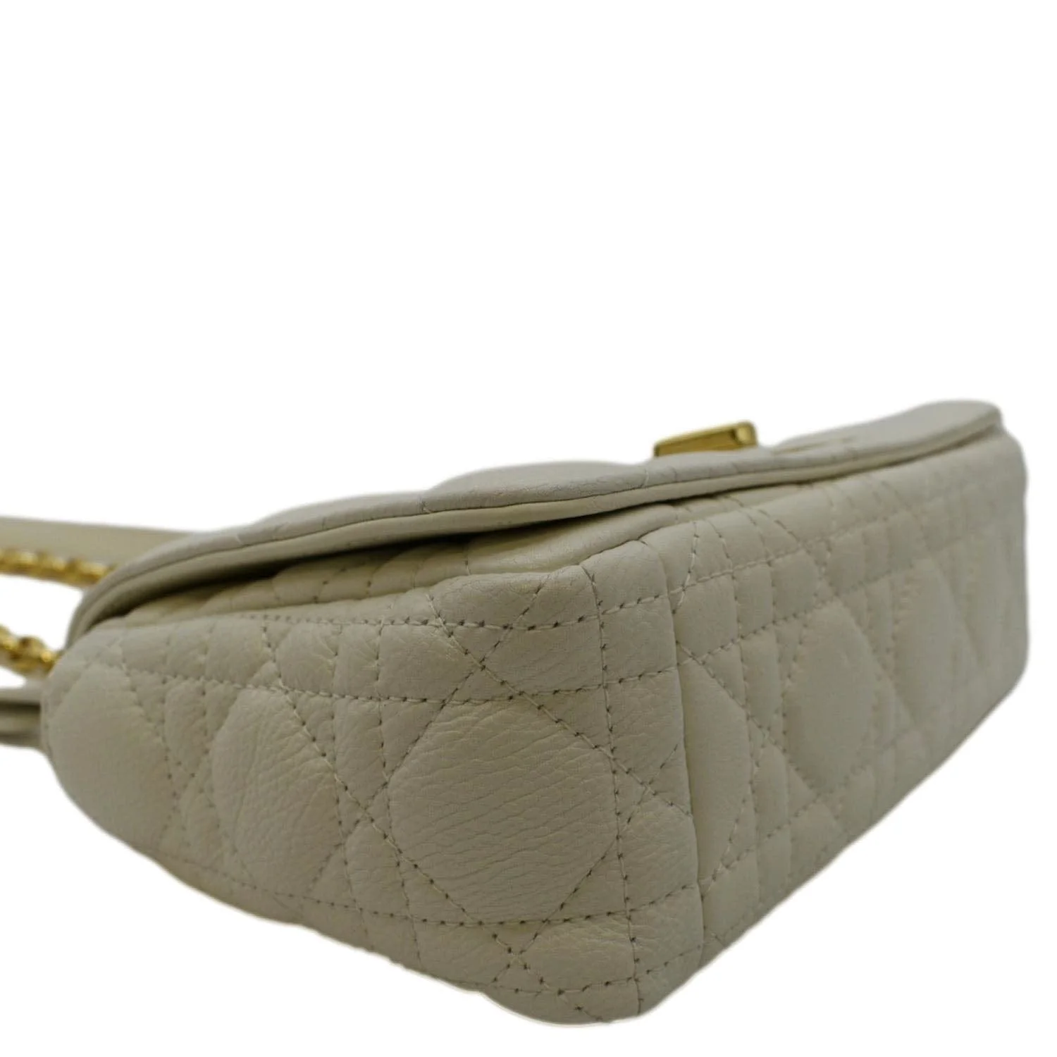 CHRISTIAN DIOR Caro Small Supple Cannage Calfskin Leather Shoulder Bag Ivory - Image 8