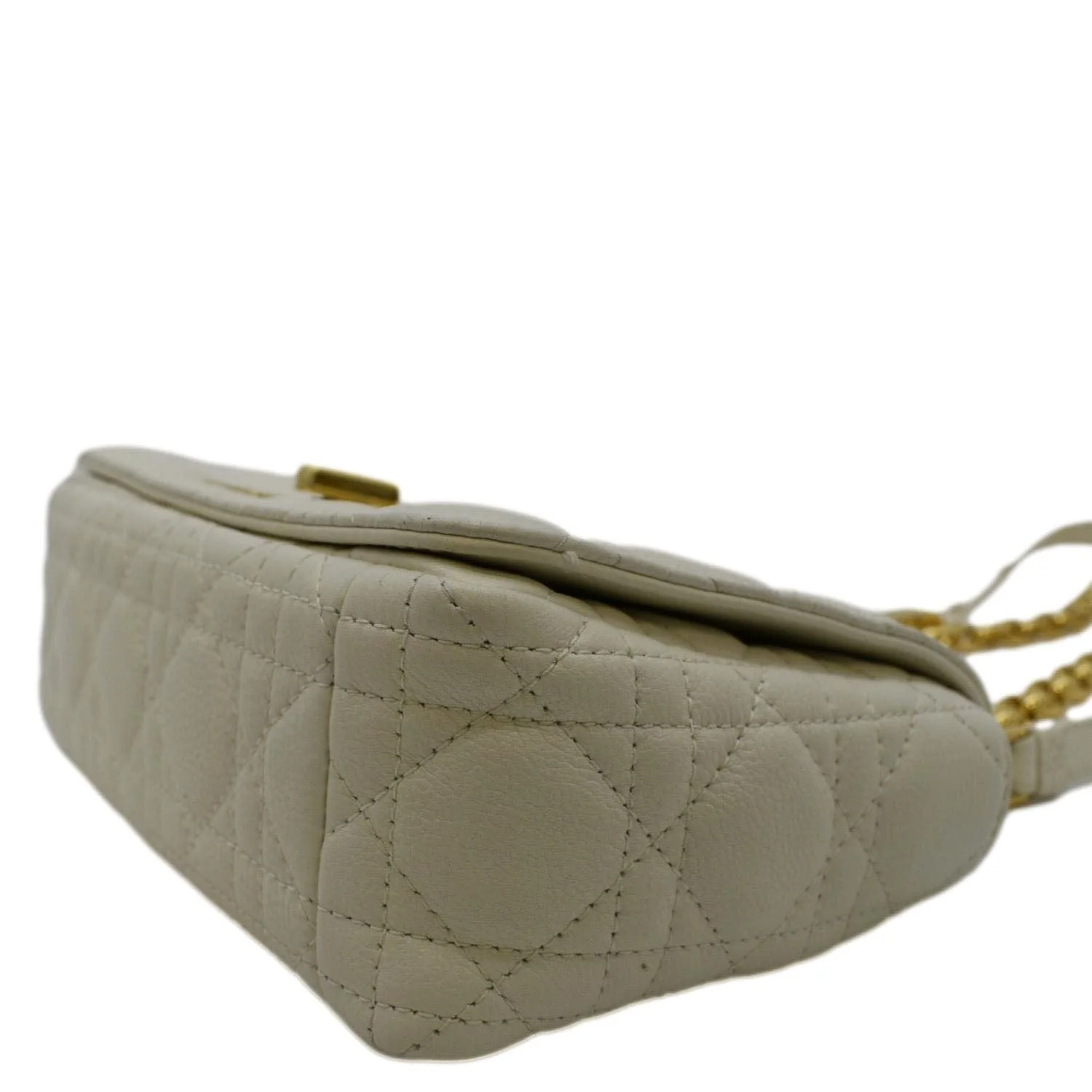 CHRISTIAN DIOR Caro Small Supple Cannage Calfskin Leather Shoulder Bag Ivory - Image 9