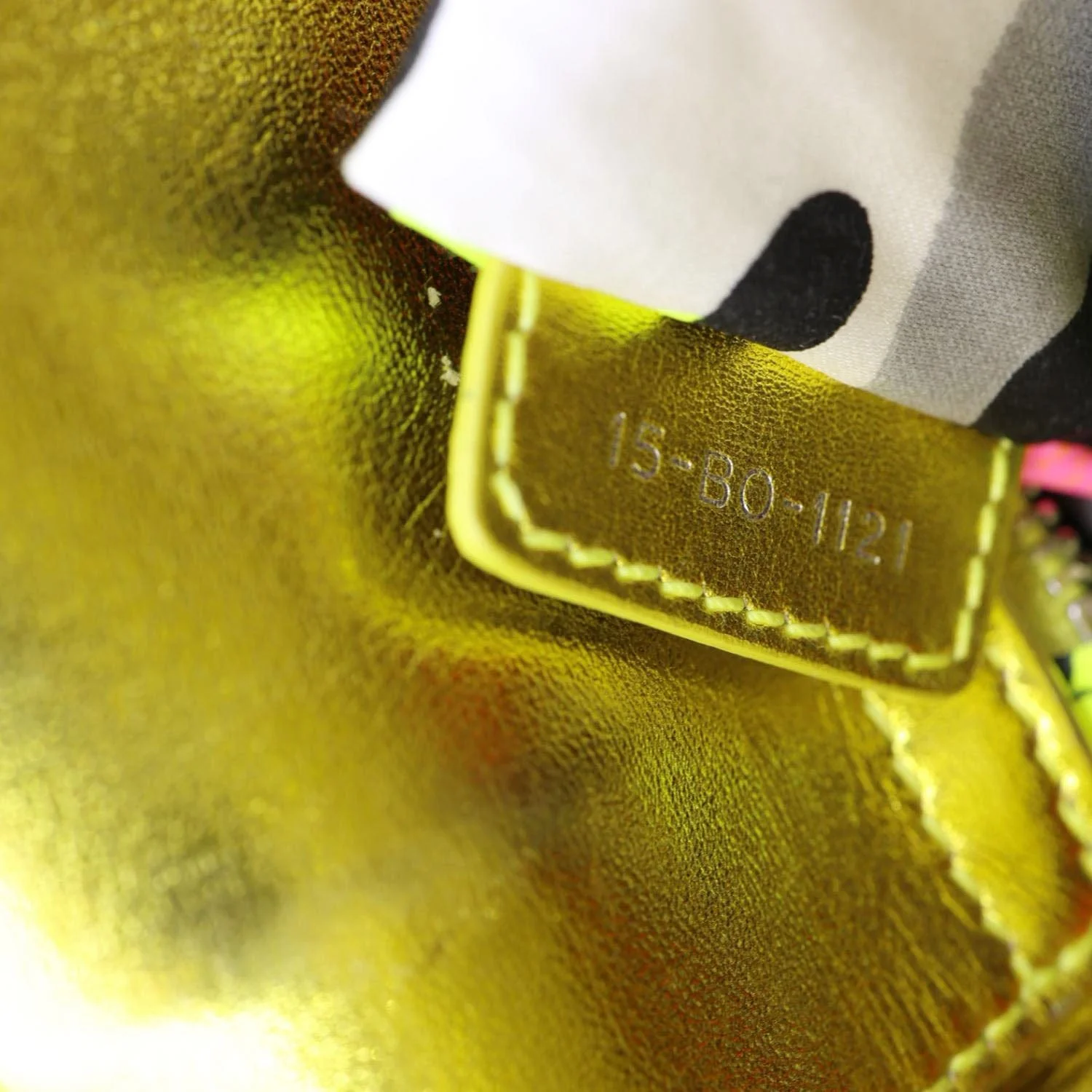 CHRISTIAN DIOR Lady Dior Mini Metallic Leather Shoulder Bag Neon Yellow - Image 8