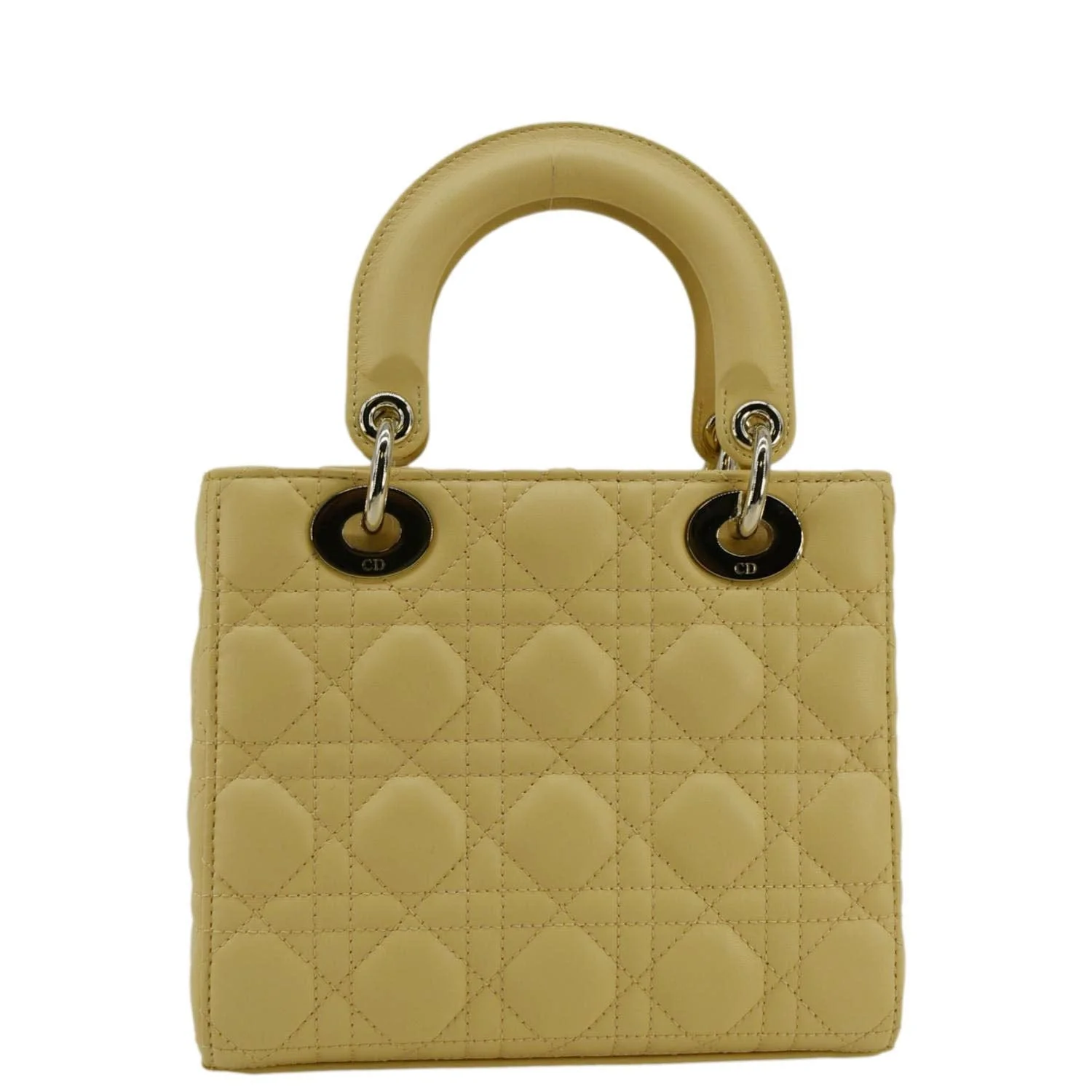 CHRISTIAN DIOR MY ABCDior Small Cannage Lambskin Leather Shoulder Bag Light Yellow - Image 4