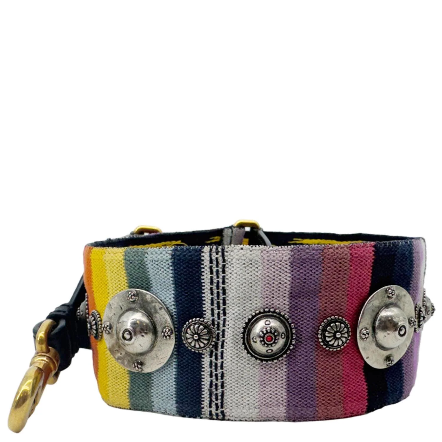 CHRISTIAN DIOR Studded Embroidered Canvas Shoulder Strap Rainbow - Image 6