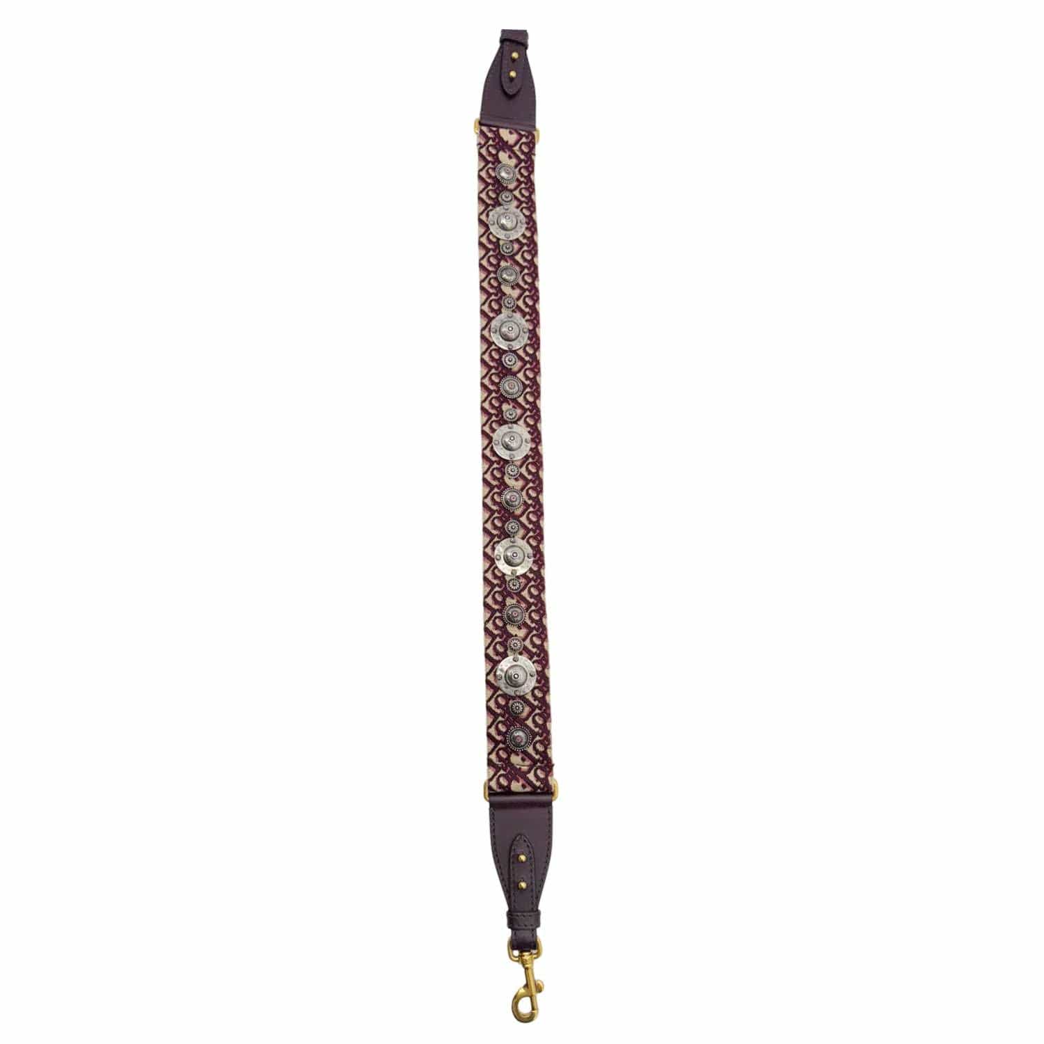 CHRISTIAN DIOR Studded Oblique Canvas Strap Burgundy - Image 10