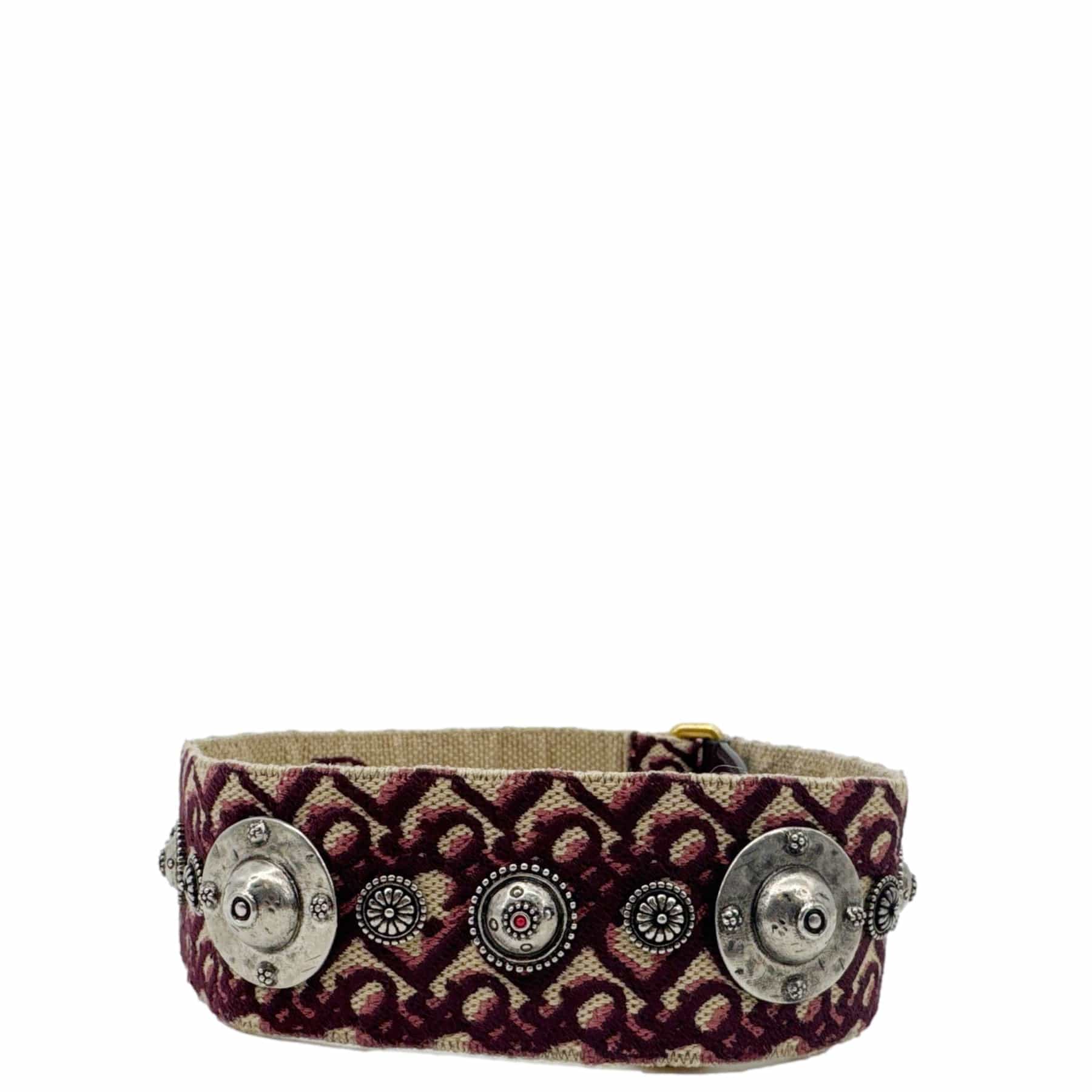 CHRISTIAN DIOR Studded Oblique Canvas Strap Burgundy - Image 2