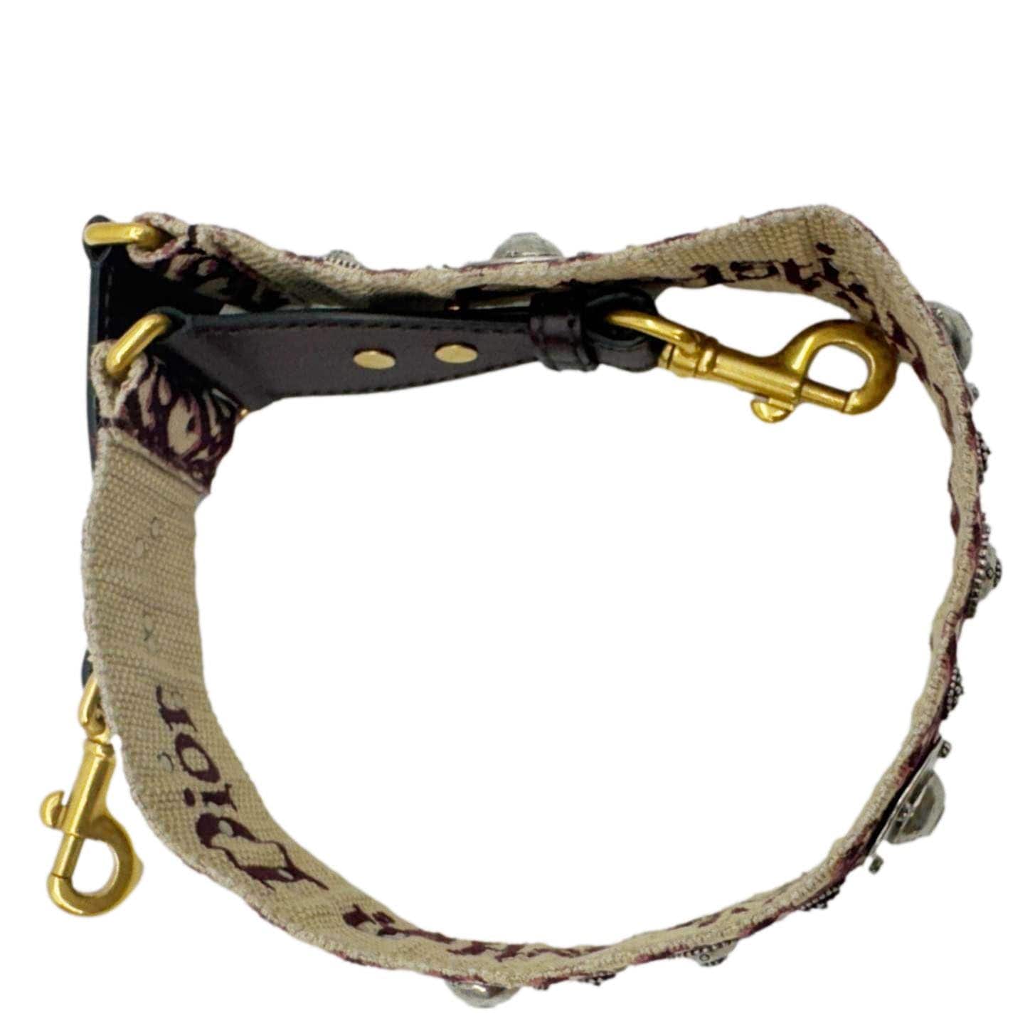 CHRISTIAN DIOR Studded Oblique Canvas Strap Burgundy - Image 4