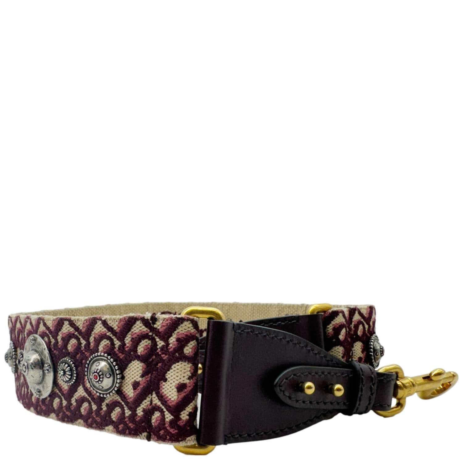 CHRISTIAN DIOR Studded Oblique Canvas Strap Burgundy - Image 6