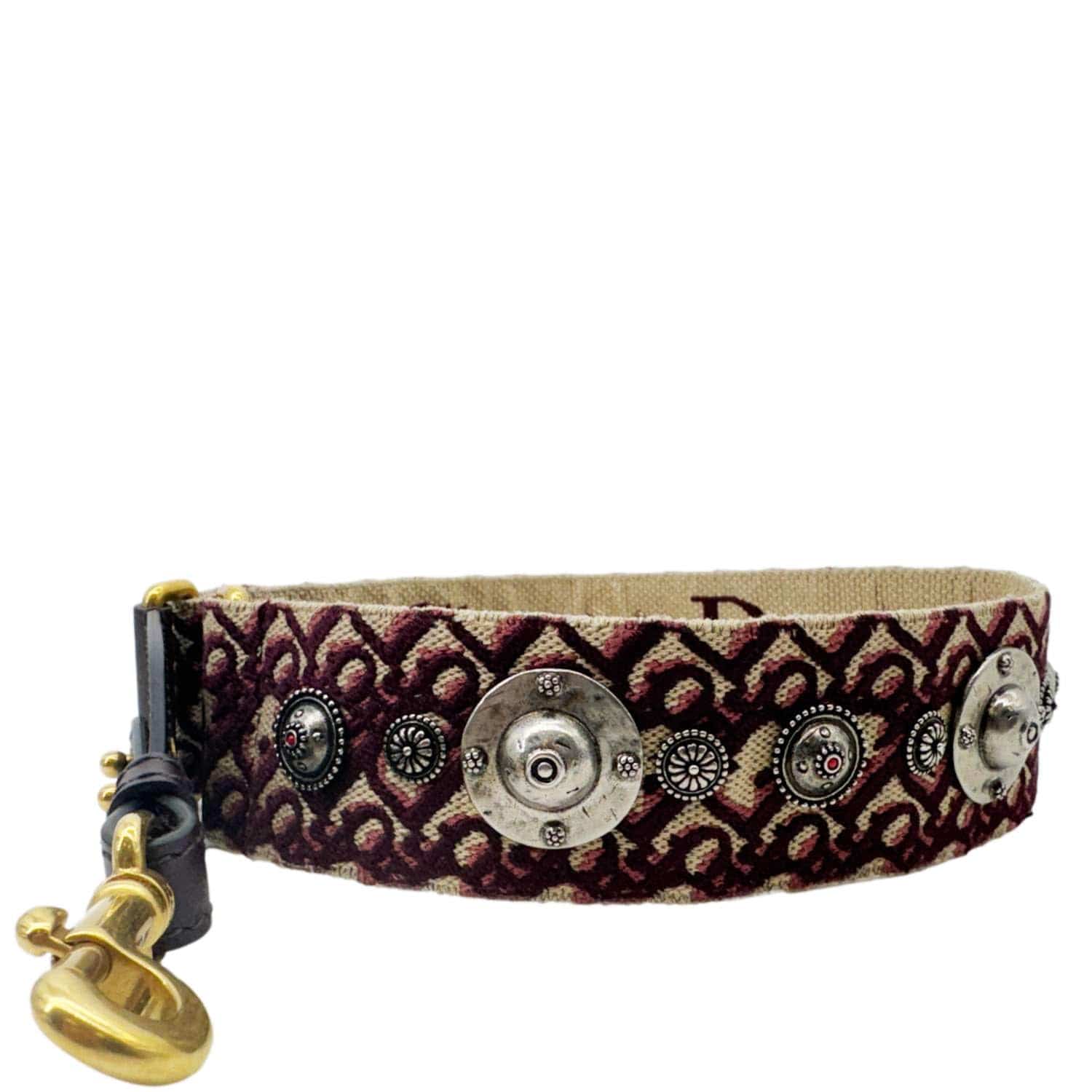 CHRISTIAN DIOR Studded Oblique Canvas Strap Burgundy - Image 7