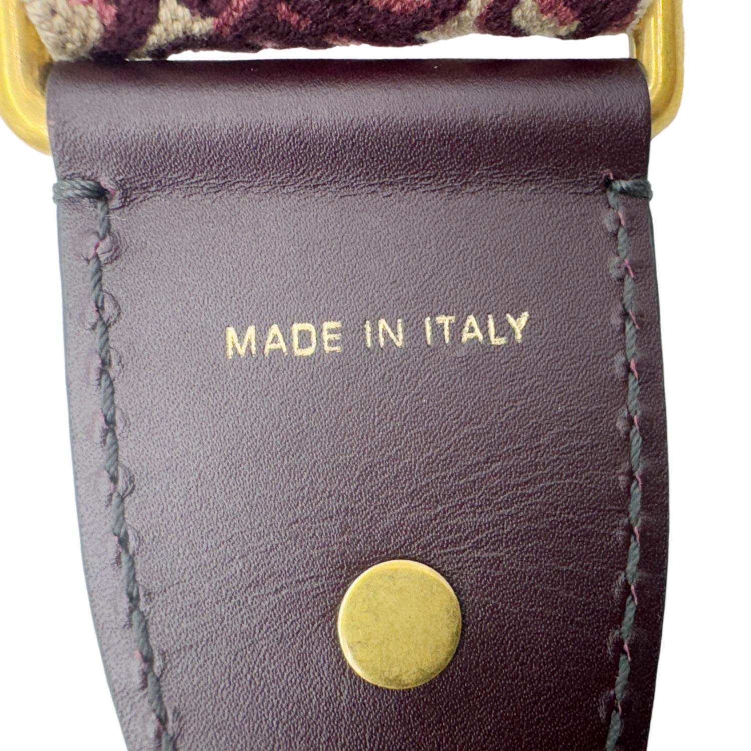 CHRISTIAN DIOR Studded Oblique Canvas Strap Burgundy - Image 9