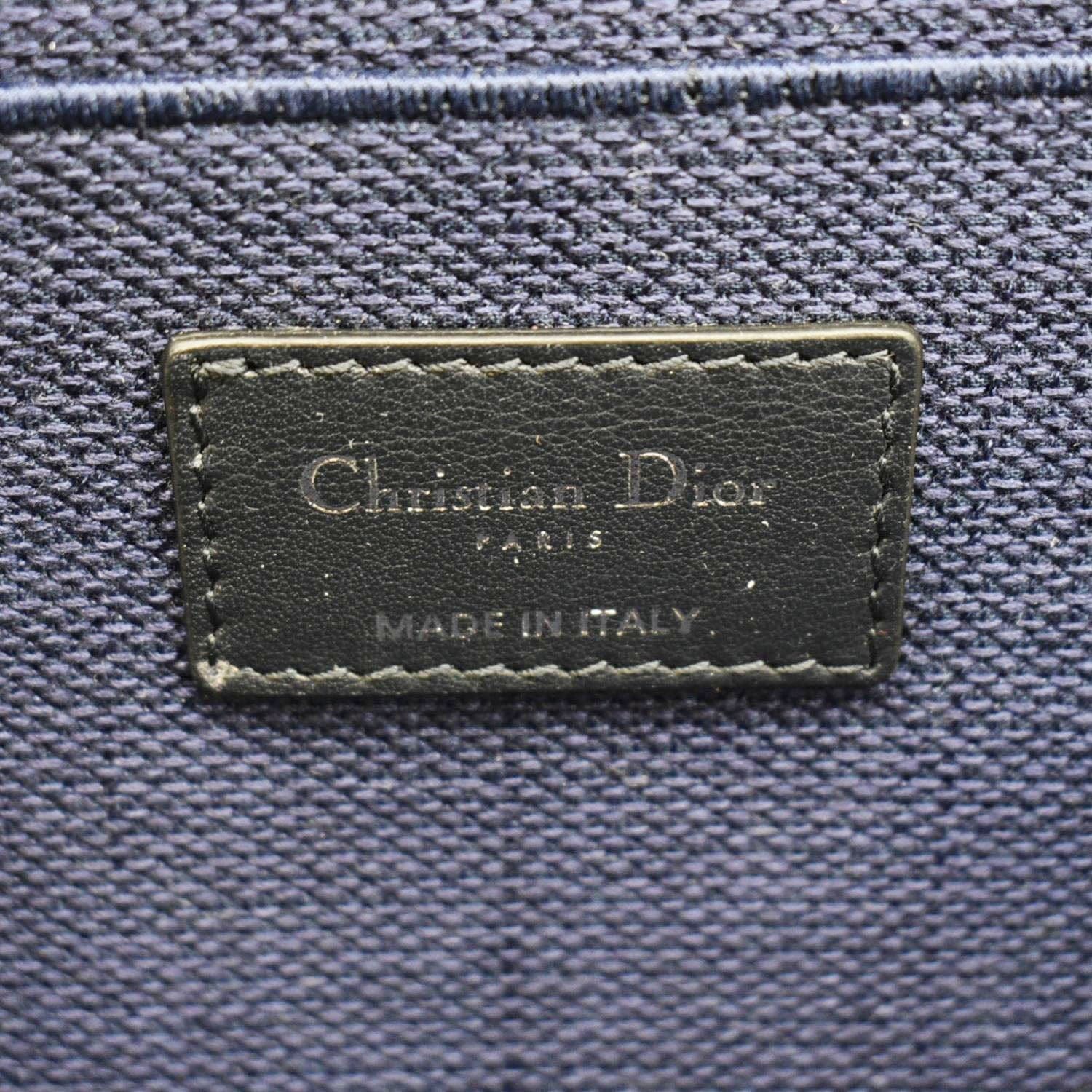 CHRISTIAN DIOR Travel Oblique Embroidery Canvas Vanity Case Blue - Image 12