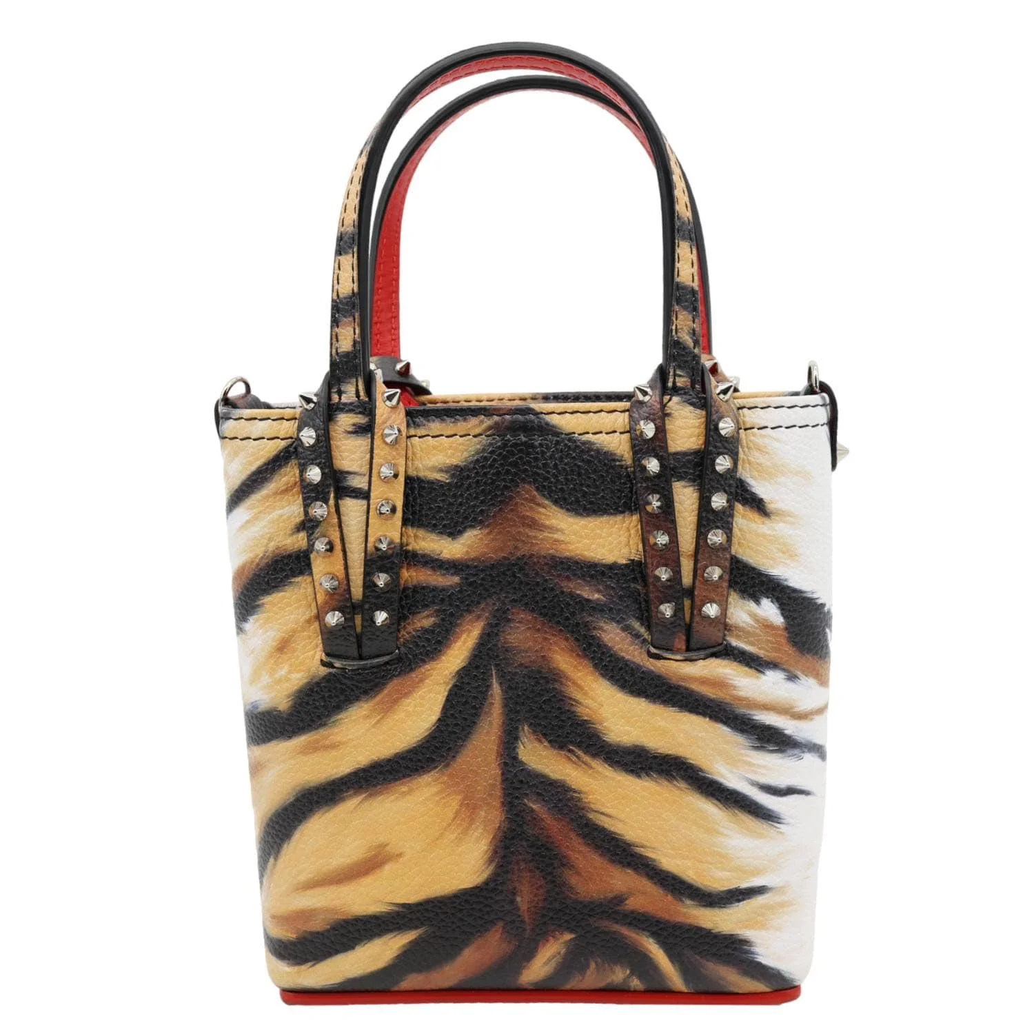 CHRISTIAN LOUBOUTIN Cabata Spikes North South Calfskin Bengal Tote Bag Multicolor - Image 3