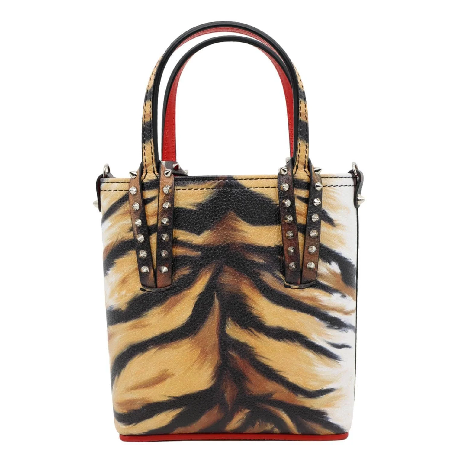 CHRISTIAN LOUBOUTIN Cabata Spikes North South Calfskin Bengal Tote Bag Multicolor - Image 4