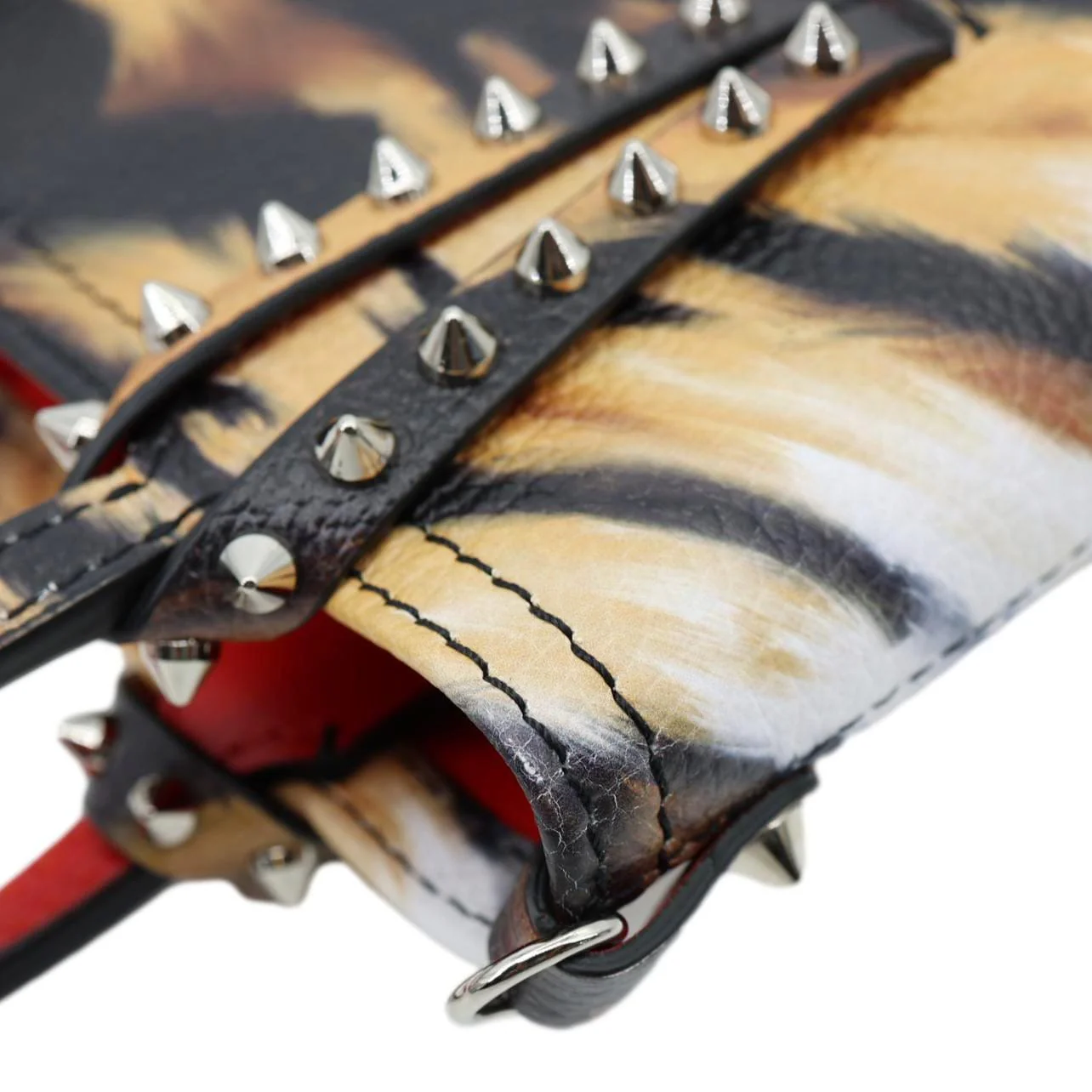 CHRISTIAN LOUBOUTIN Cabata Spikes North South Calfskin Bengal Tote Bag Multicolor - Image 7