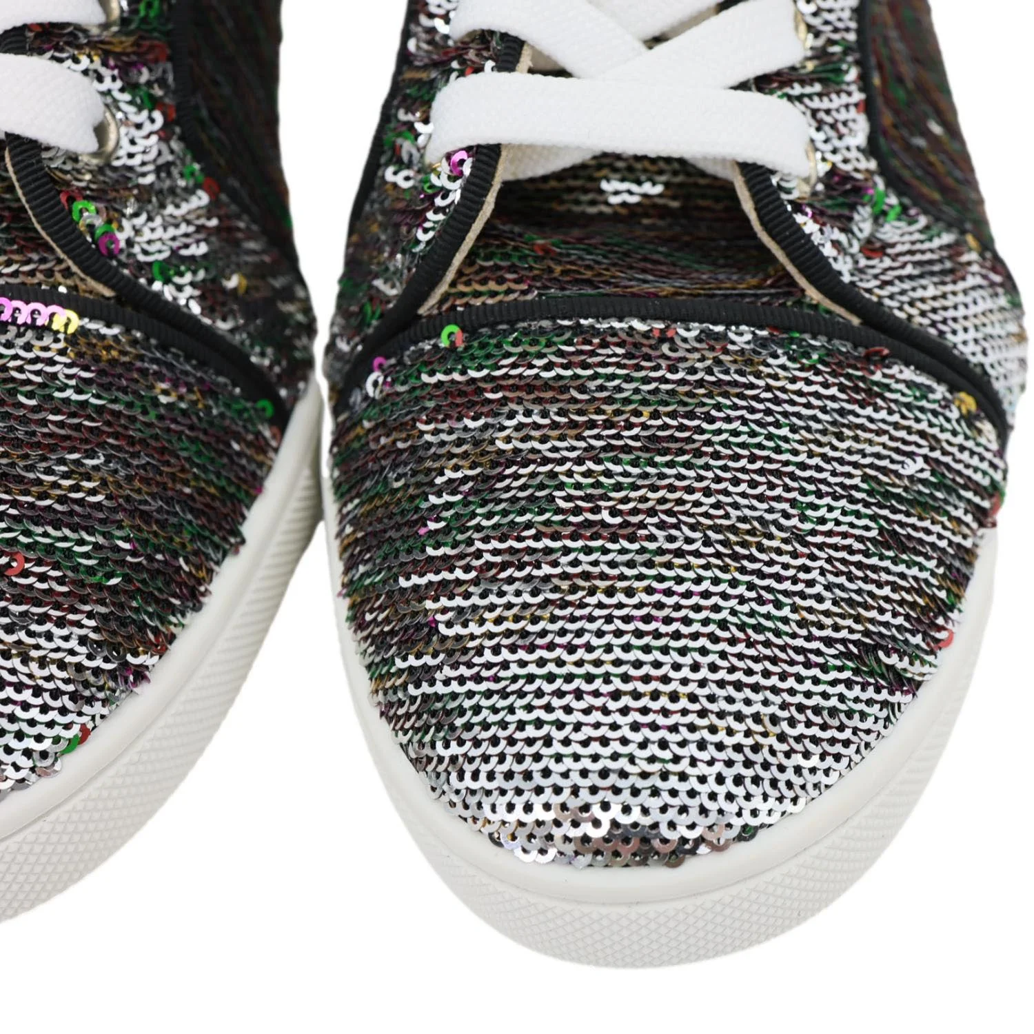CHRISTIAN LOUBOUTIN Bip Bip High Top Sequins Sneaker Silver Size 38.5 - Image 7