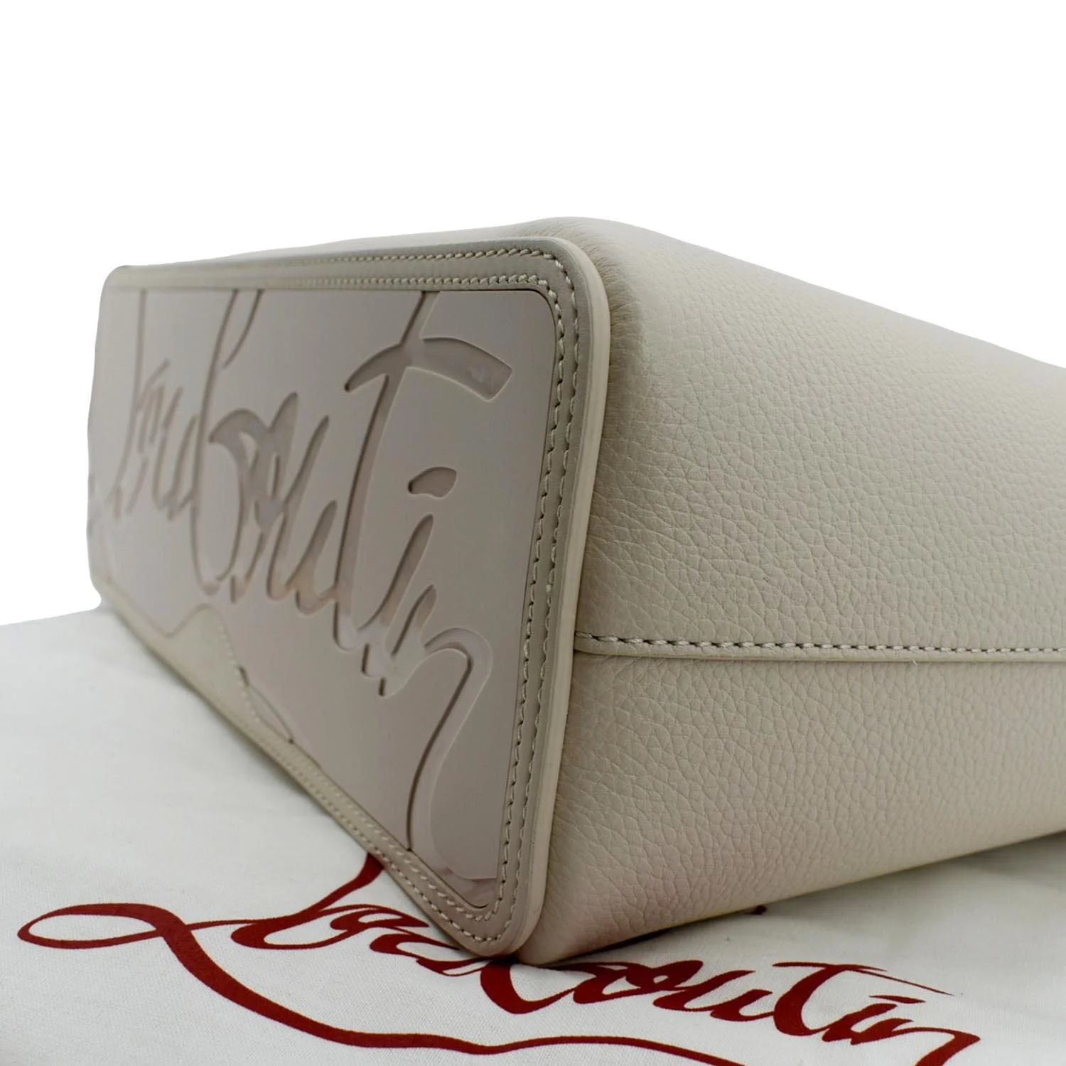 CHRISTIAN LOUBOUTIN Cabata Small Spike Leather Tote Bag Live Beige - Image 7