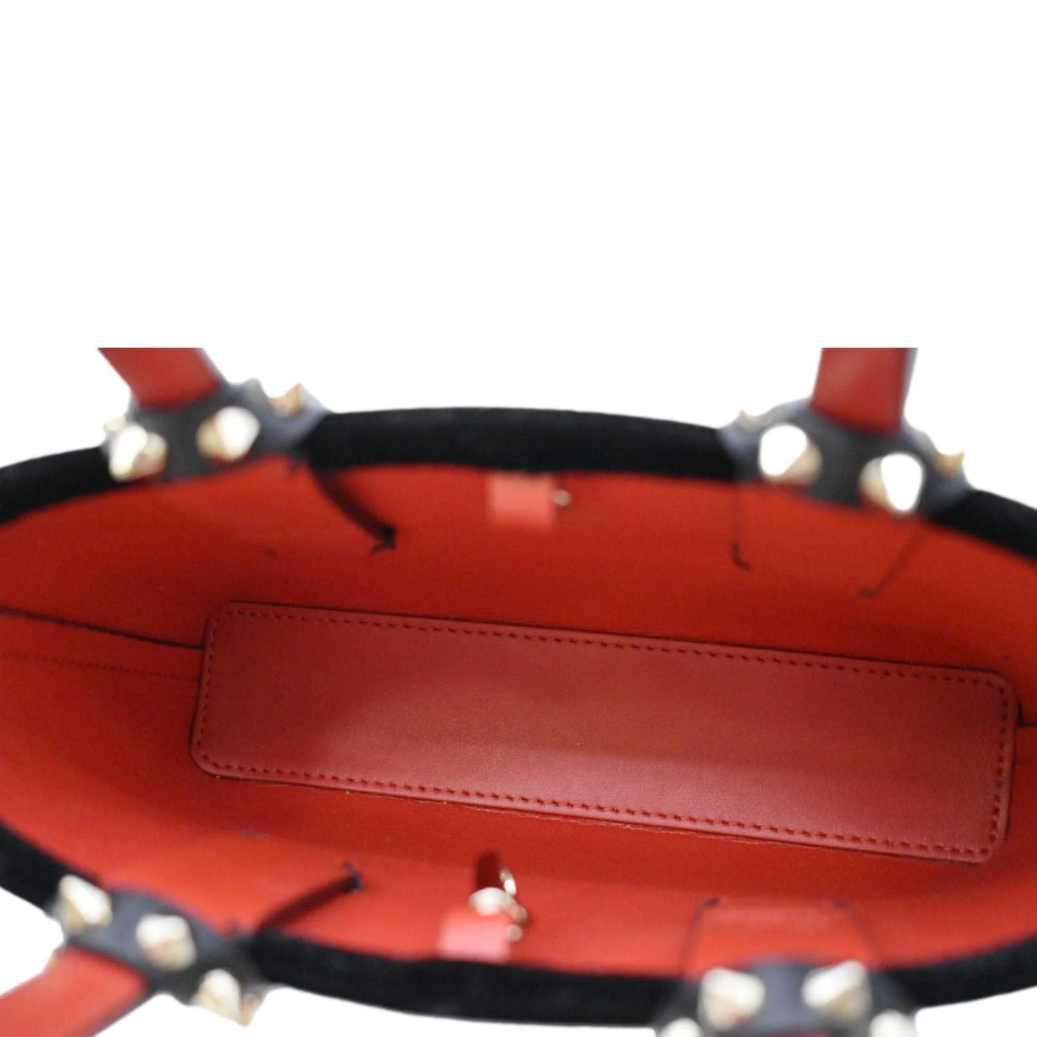 CHRISTIAN LOUBOUTIN Cabata Eyelet Velour Suede Tote Shoulder Bag Black - Image 9