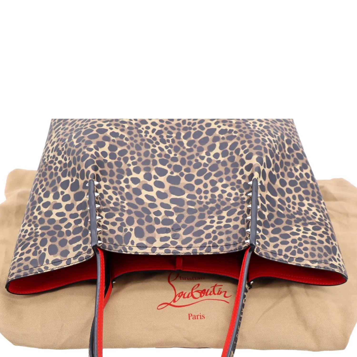 CHRISTIAN LOUBOUTIN Cabata Leopard Printed Leather Tote Bag Multicolor - Image 4