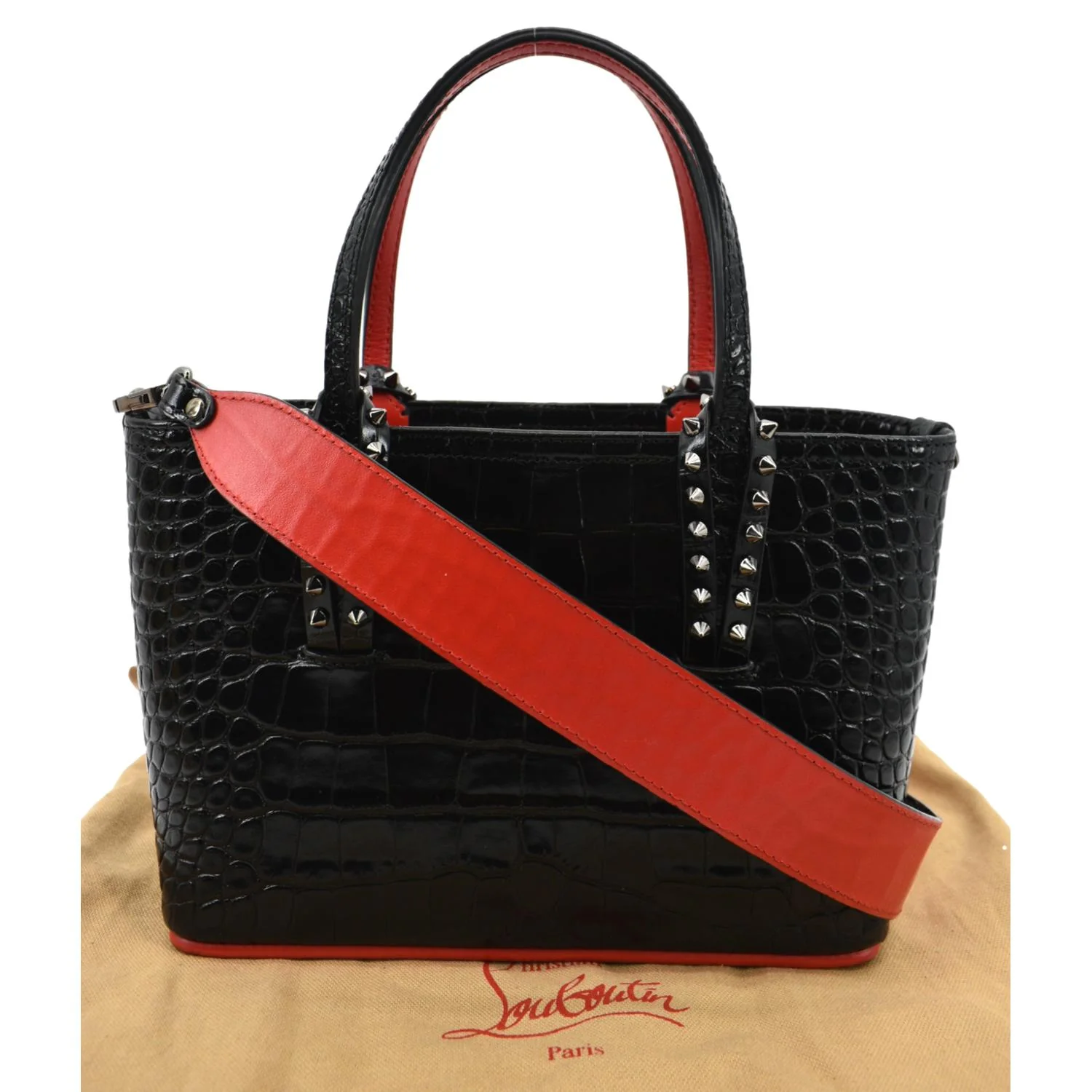 CHRISTIAN LOUBOUTIN Cabata Mini Spiked Leather Crossbody Bag Black - Image 3