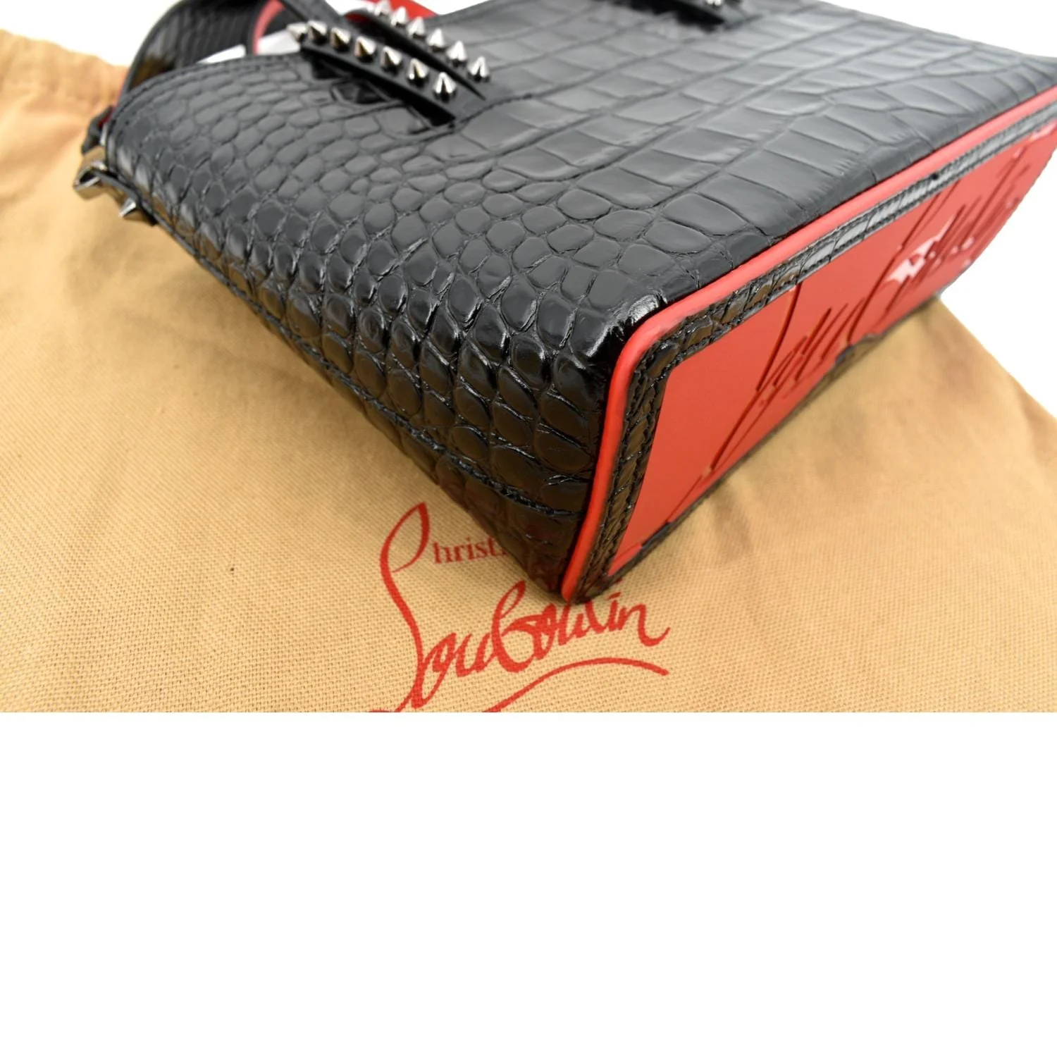 CHRISTIAN LOUBOUTIN Cabata Mini Spiked Leather Crossbody Bag Black - Image 7