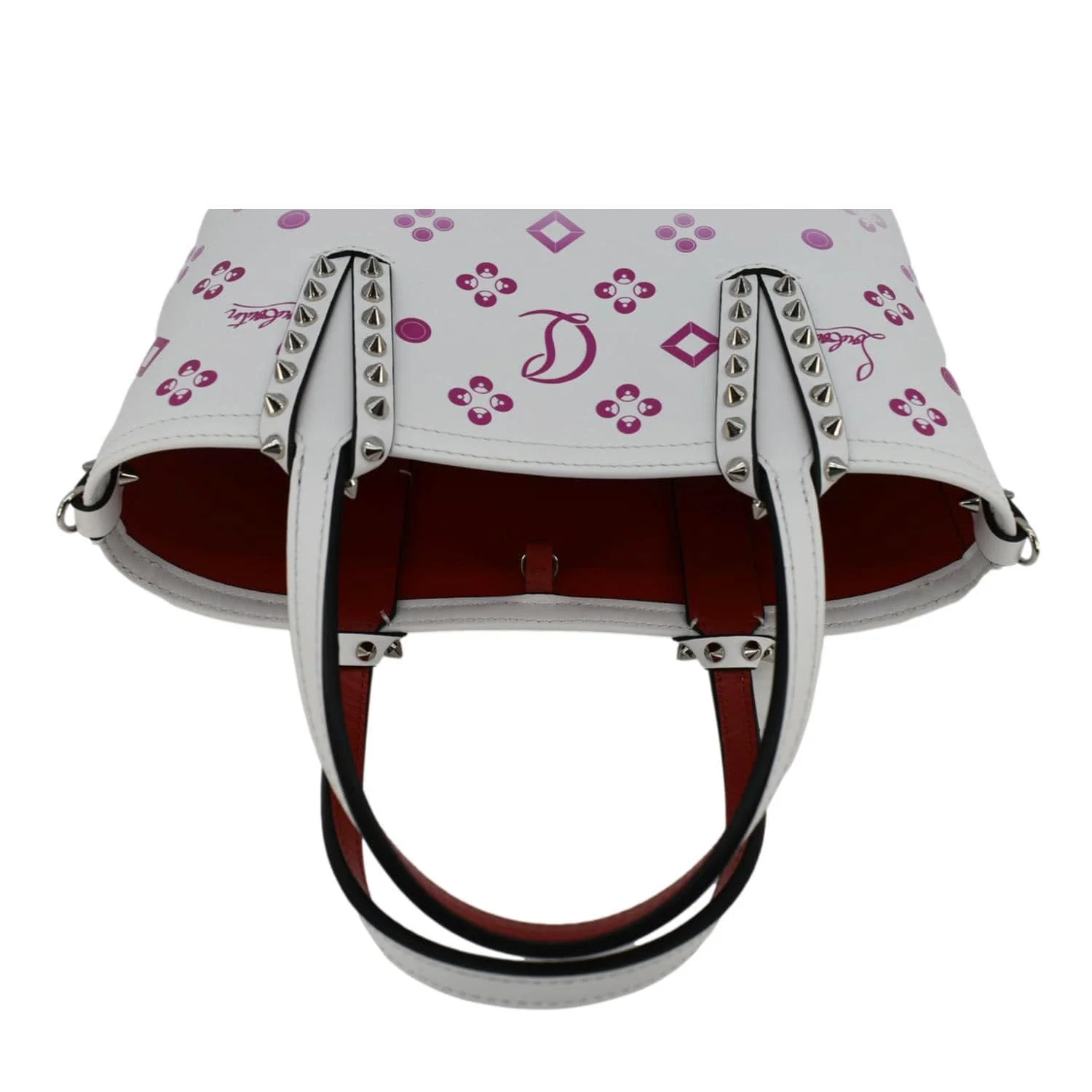 CHRISTIAN LOUBOUTIN Cabata Leather Tote Crossbody Bag White - Image 5
