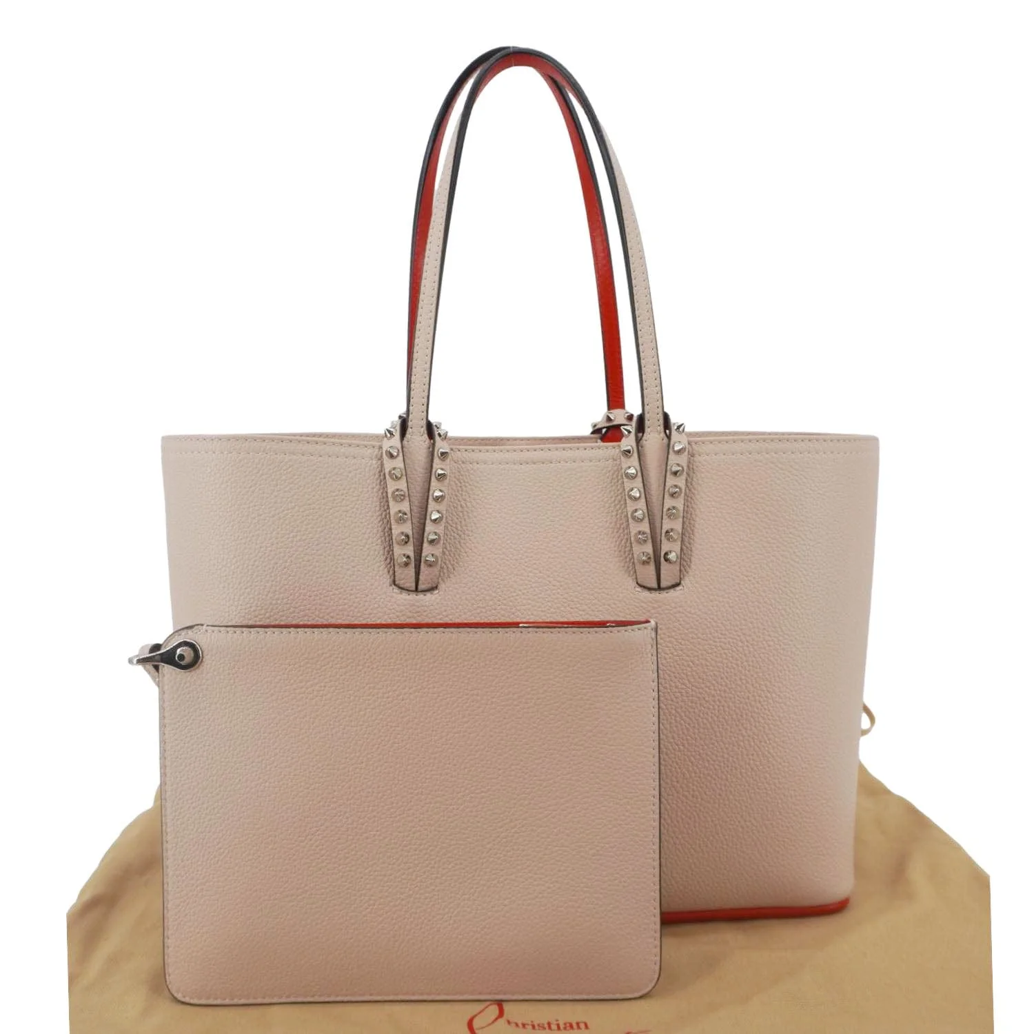 CHRISTIAN LOUBOUTIN Cabata Leather Tote Bag Peach - Image 3