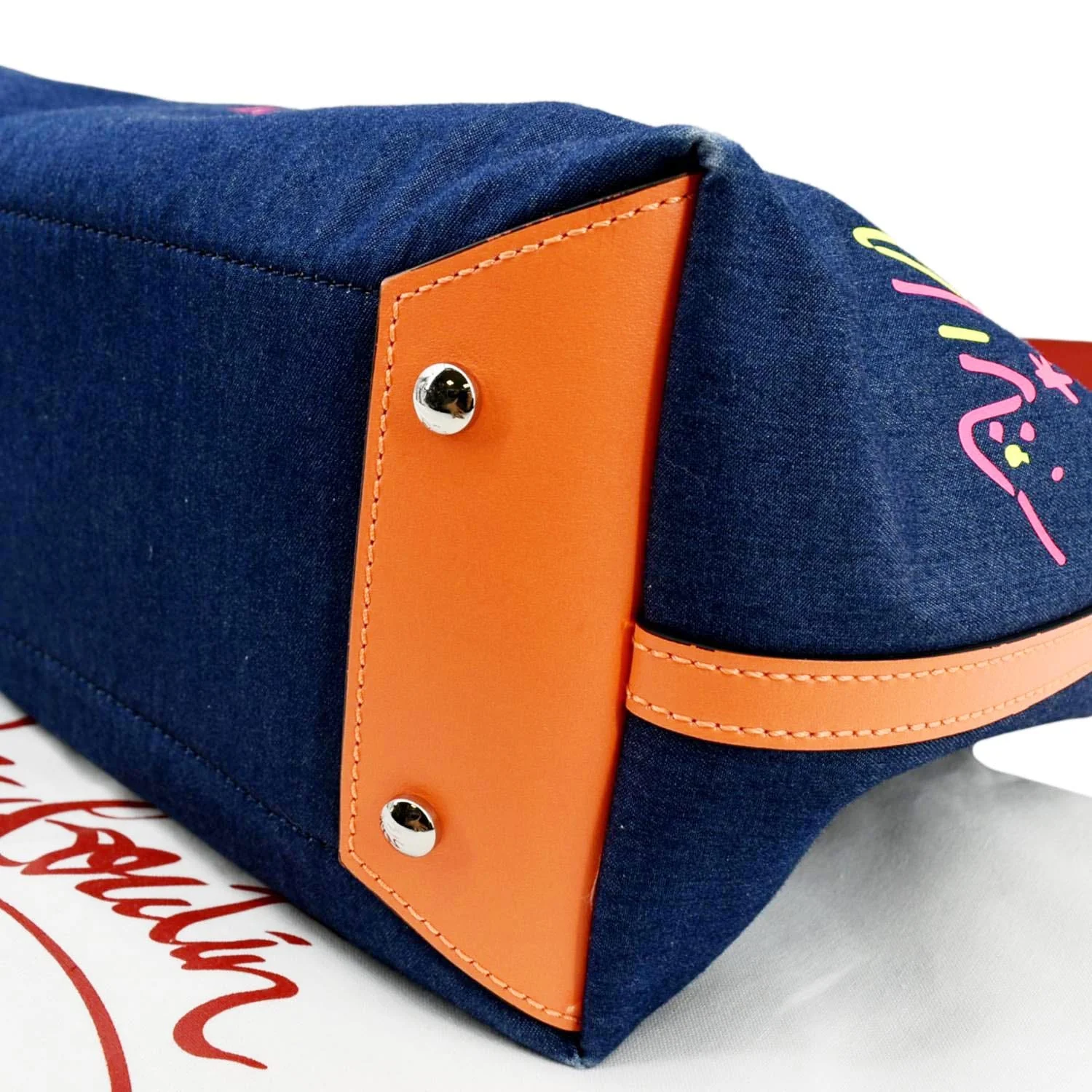 CHRISTIAN LOUBOUTIN Frangibus Small Denim Shoulder Bag Blue - Image 9
