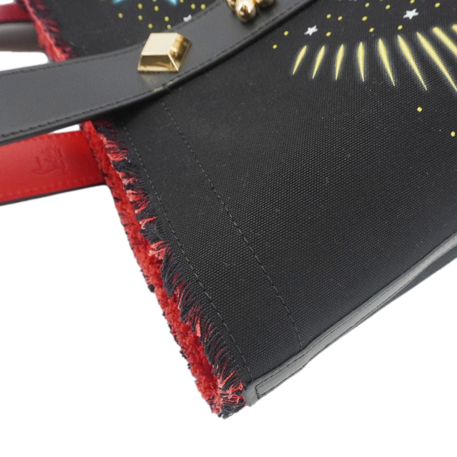 CHRISTIAN LOUBOUTIN Frangibus Canvas Tote Shoulder Bag Black - Image 7