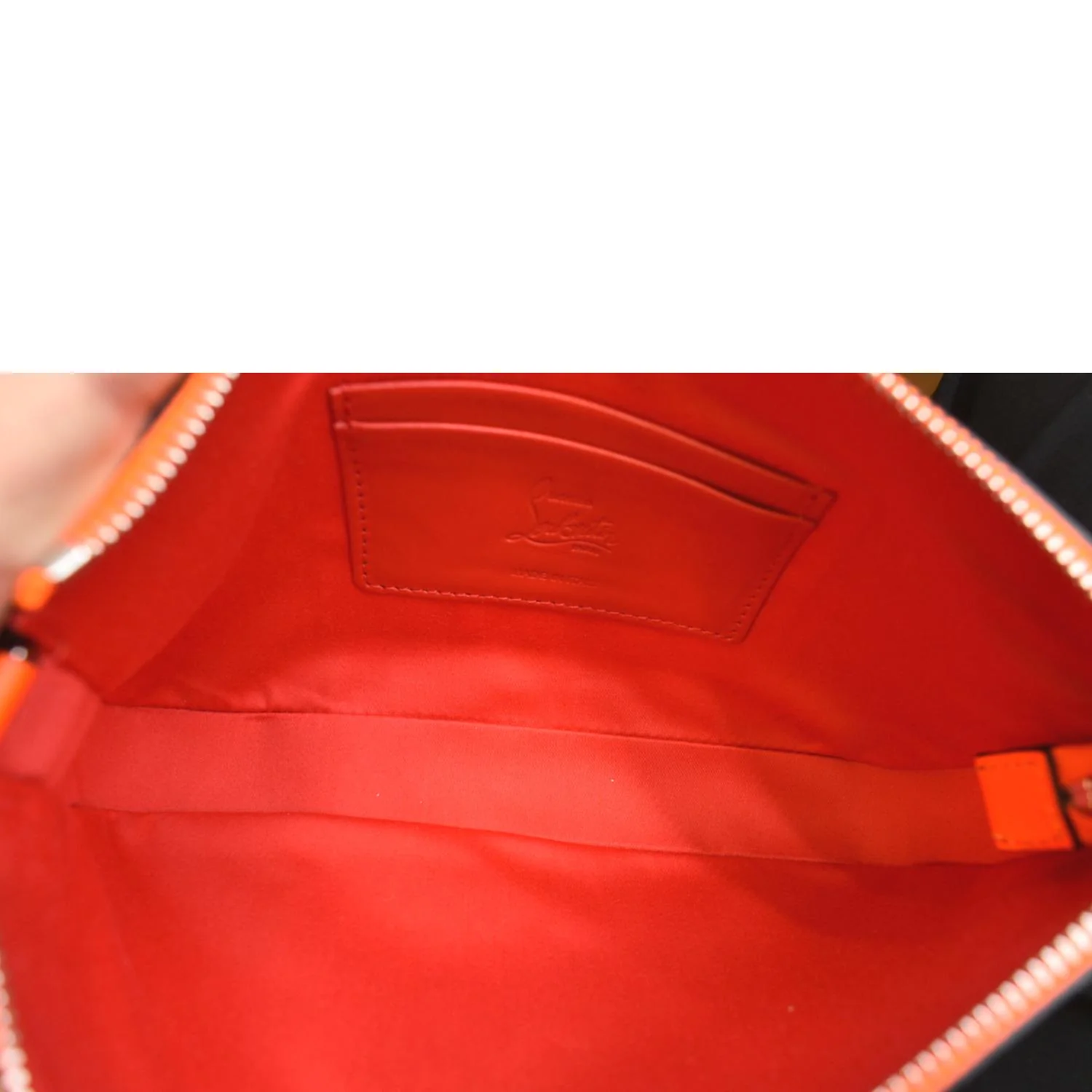 CHRISTIAN LOUBOUTIN Loubila Leather Chain Pouch Orange - Image 10