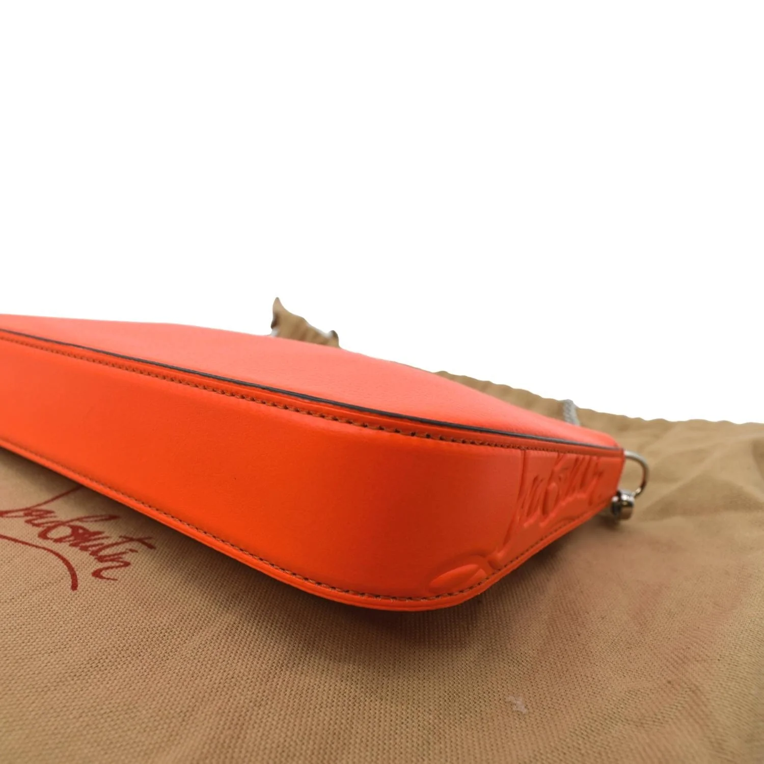 CHRISTIAN LOUBOUTIN Loubila Leather Chain Pouch Orange - Image 7