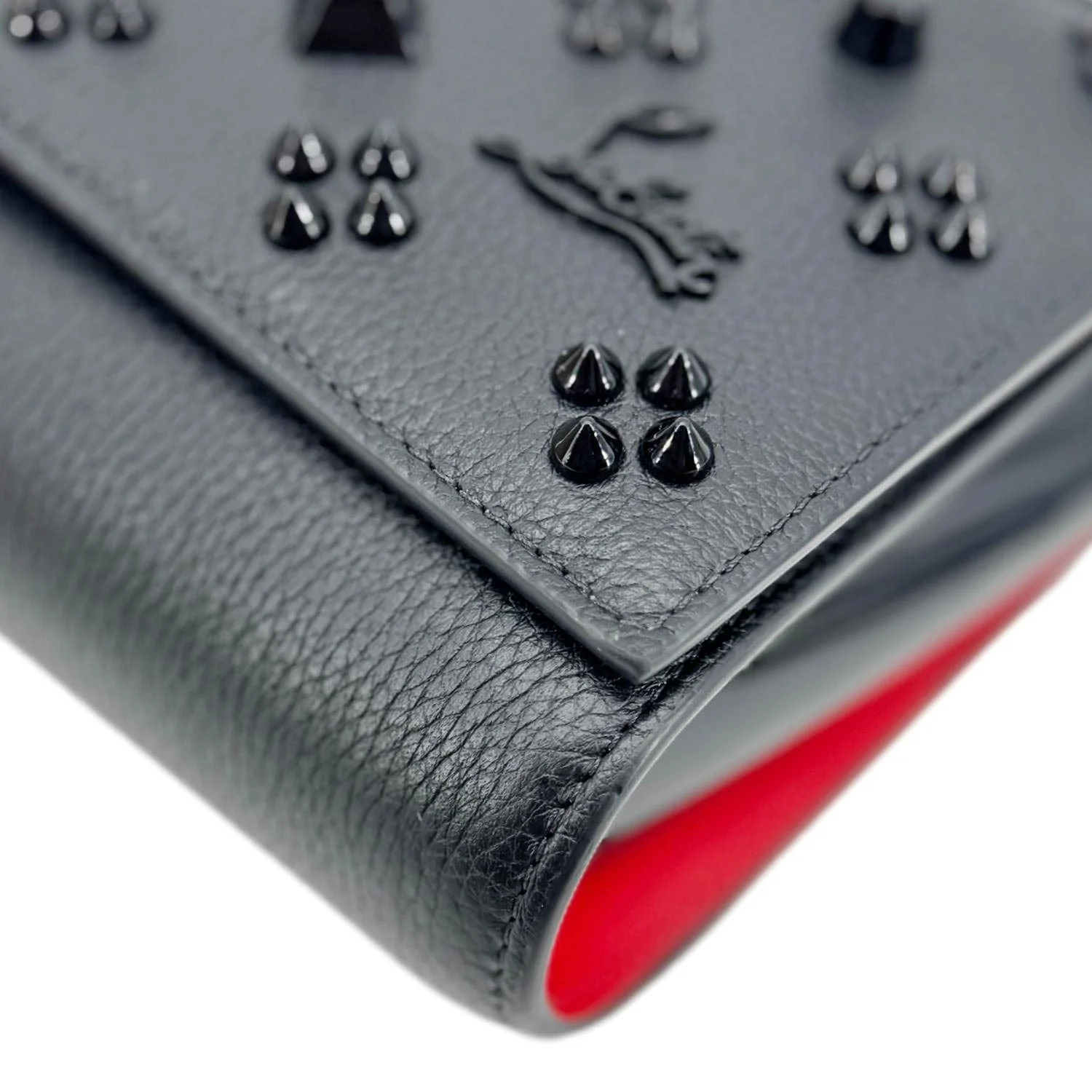 CHRISTIAN LOUBOUTIN Paloma Spikes Leather Clutch Crossbody Bag Black - Image 10