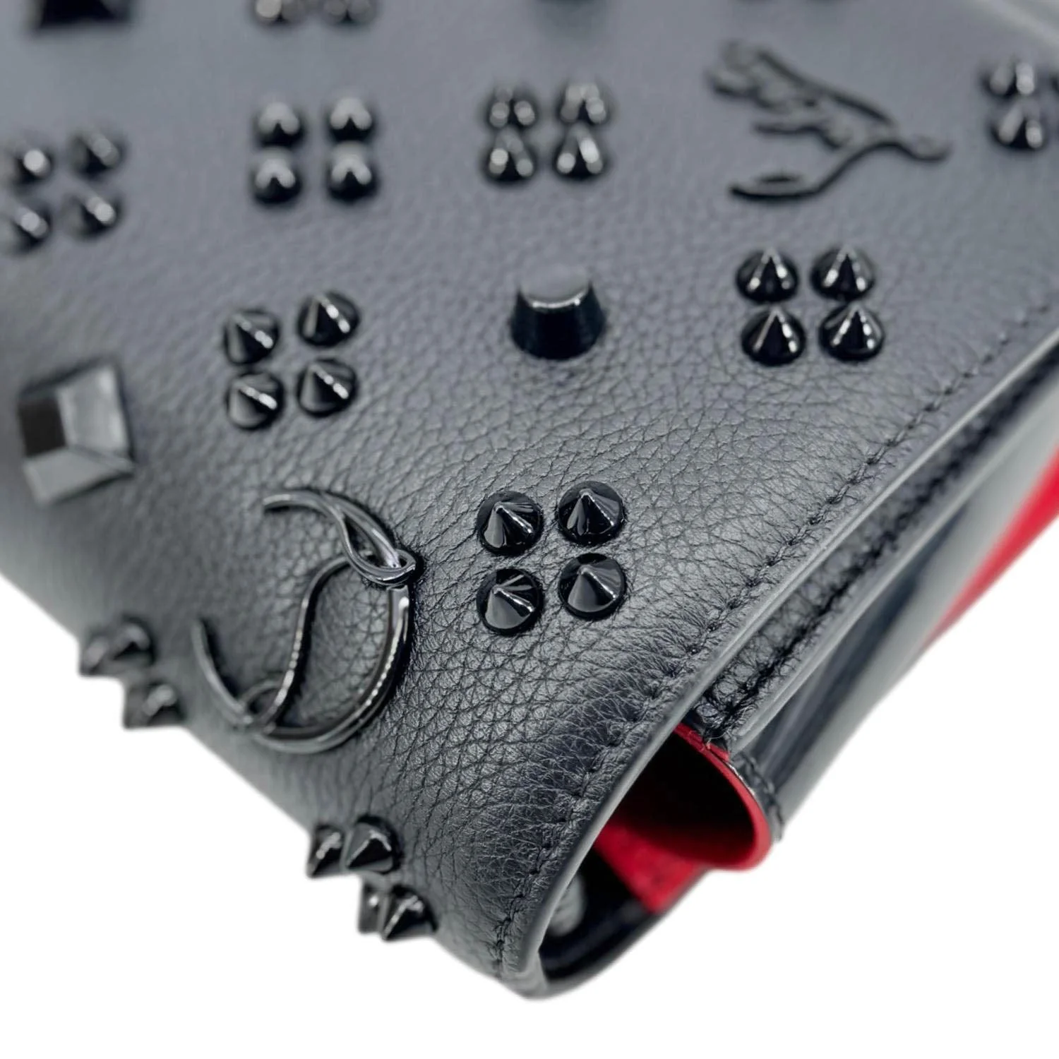 CHRISTIAN LOUBOUTIN Paloma Spikes Leather Clutch Crossbody Bag Black - Image 8