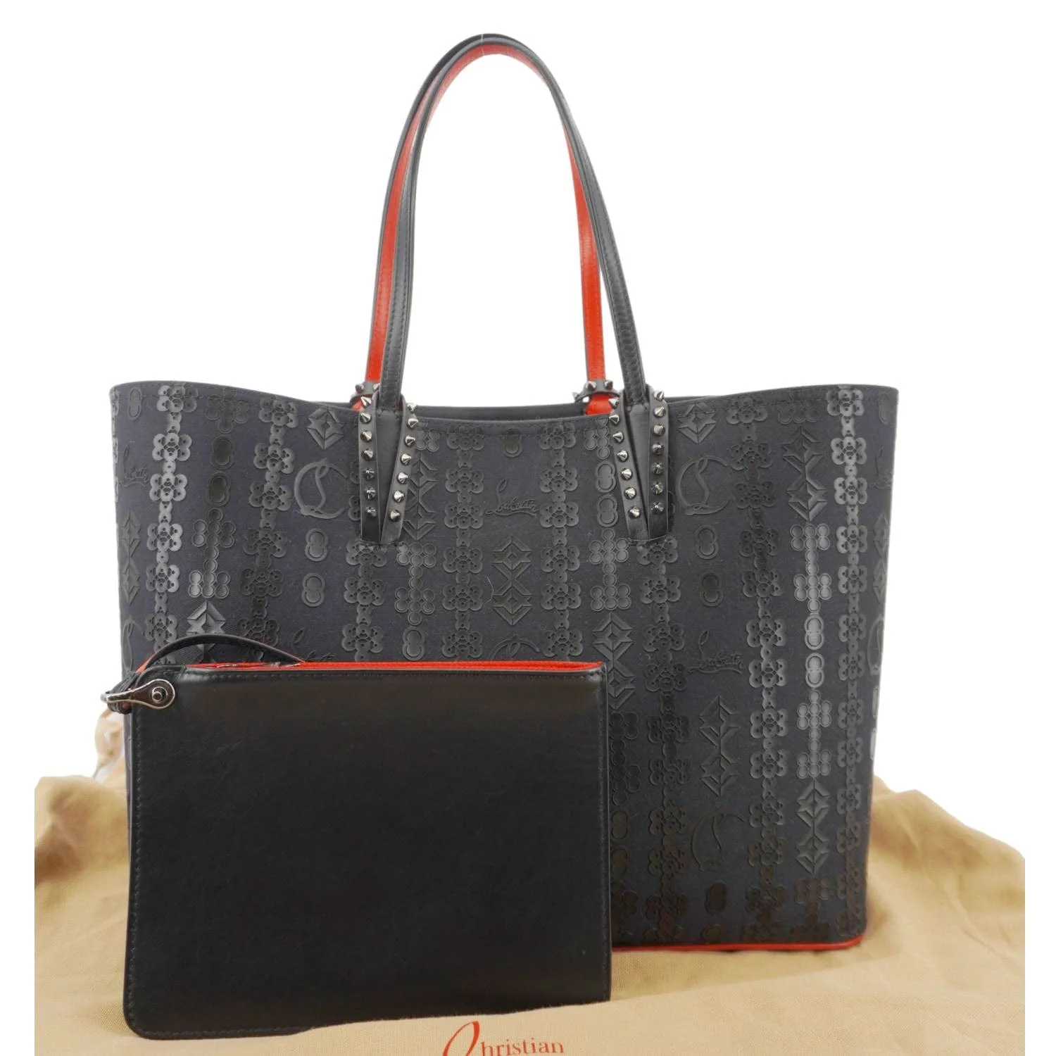 CHRISTIAN LOUBOUTIN Cabata Leather Tote Bag Navy Blue - Image 3