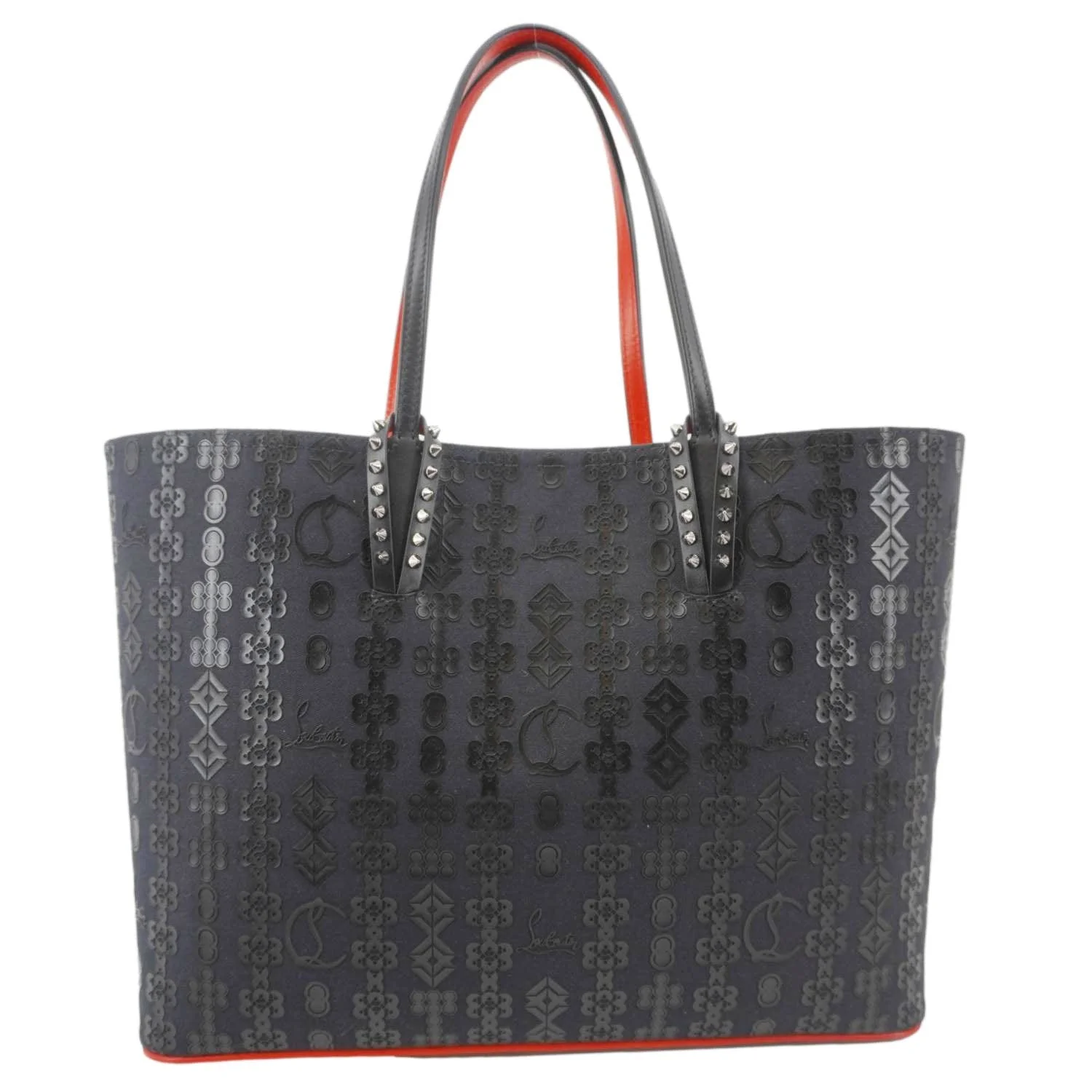CHRISTIAN LOUBOUTIN Cabata Leather Tote Bag Navy Blue - Image 5