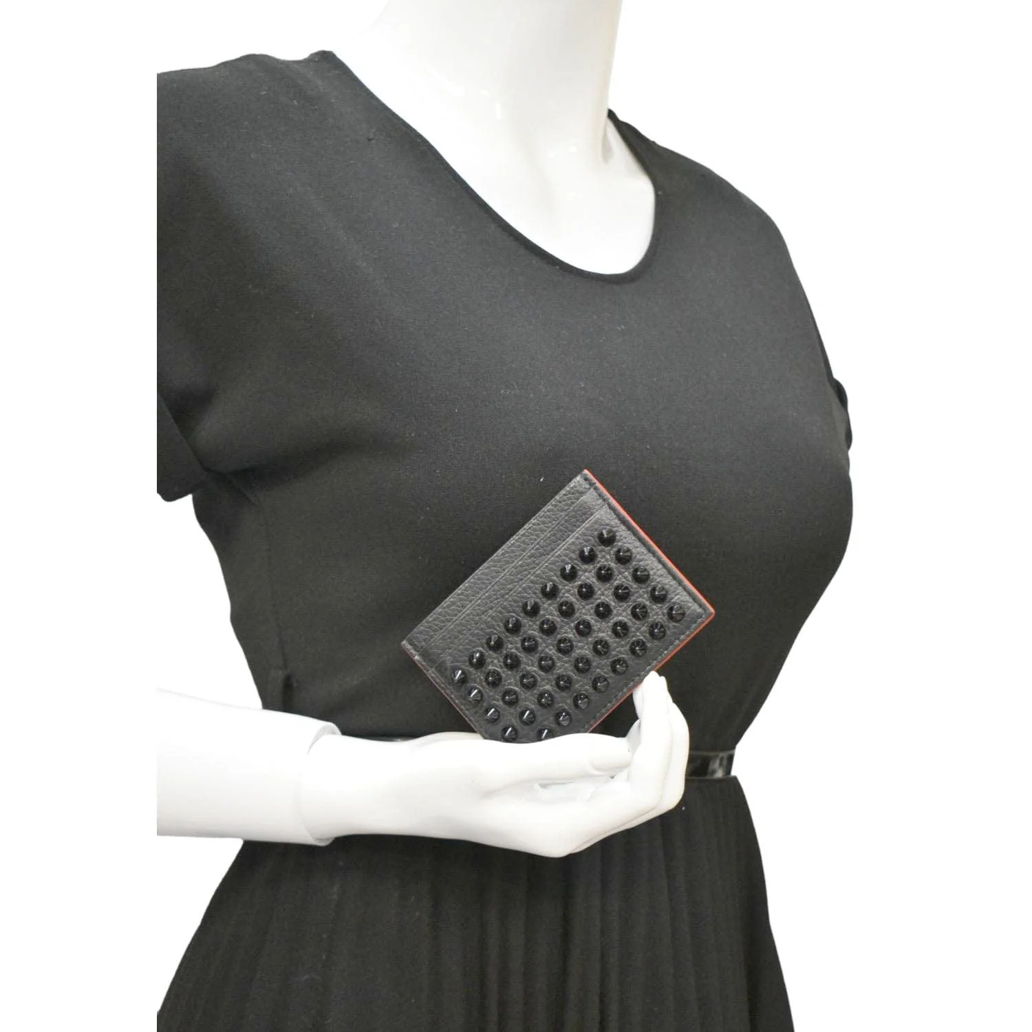 CHRISTIAN LOUBOUTIN Kios Spike Leather Card Holder Black - Image 2