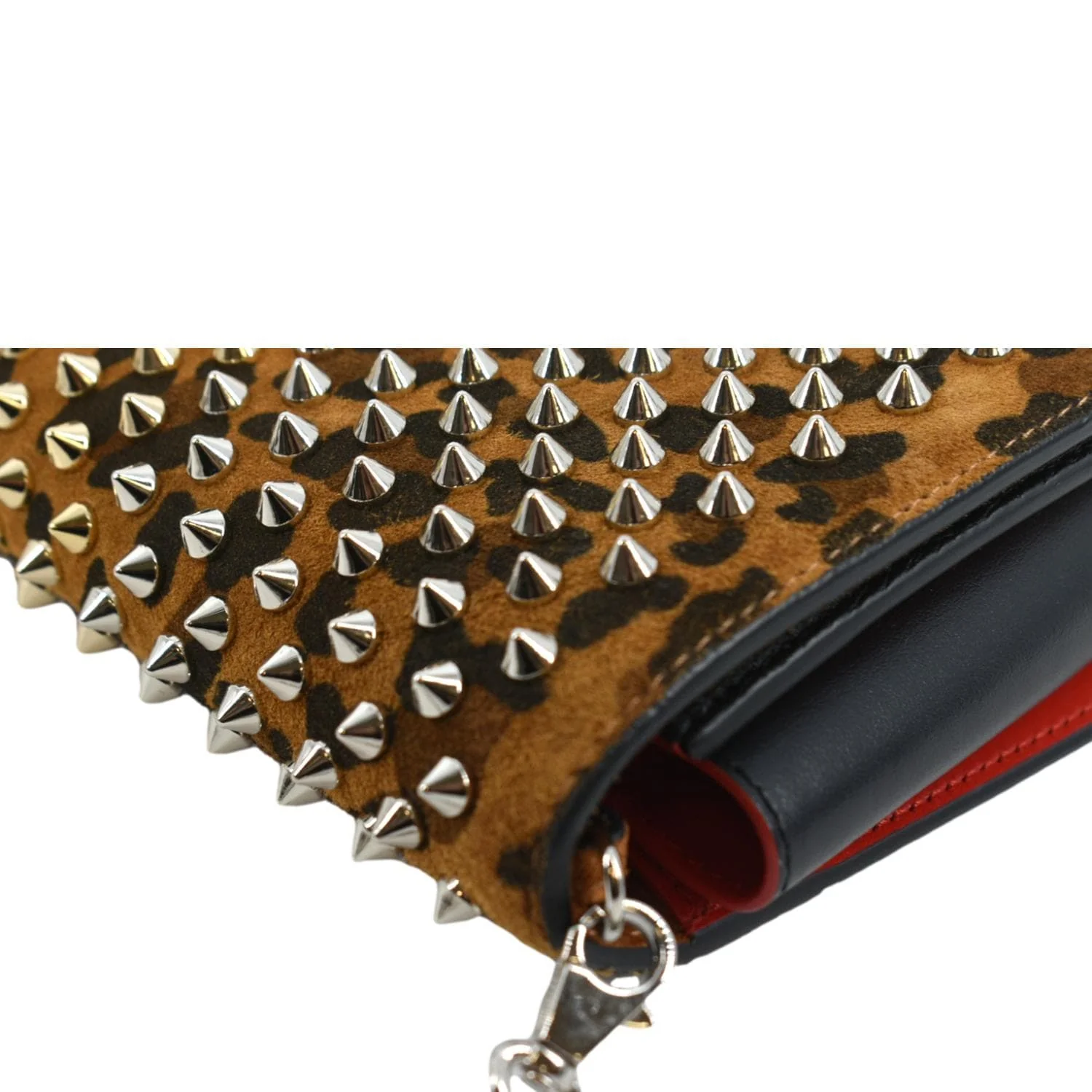 CHRISTIAN LOUBOUTIN Paloma Leopard Print Calfskin Leather Crossbody Bag Black - Image 7