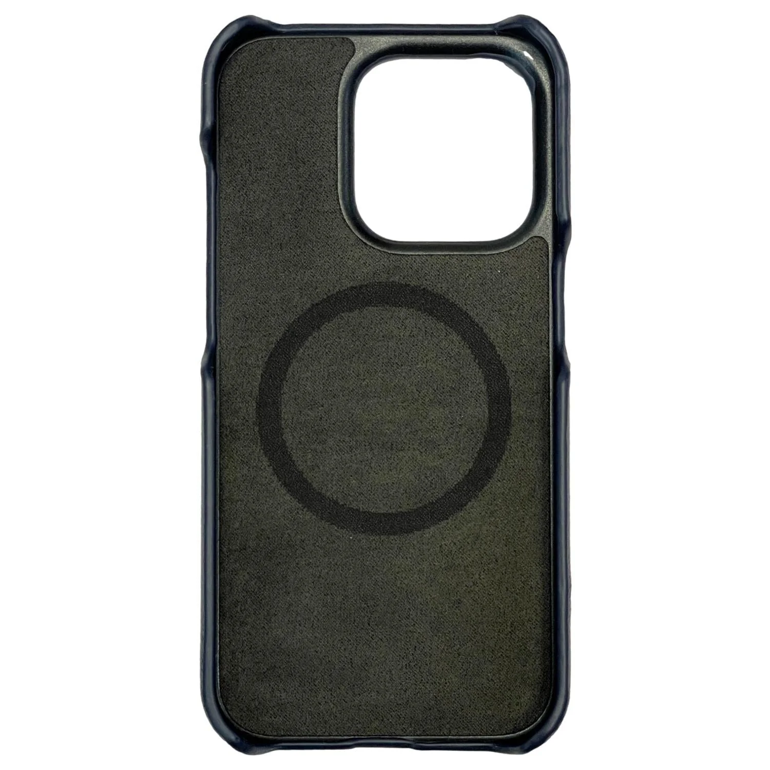Dallas Designer Handbags Leather iPhone 15 Pro MagSafe Phone Case Navy Blue - Image 4