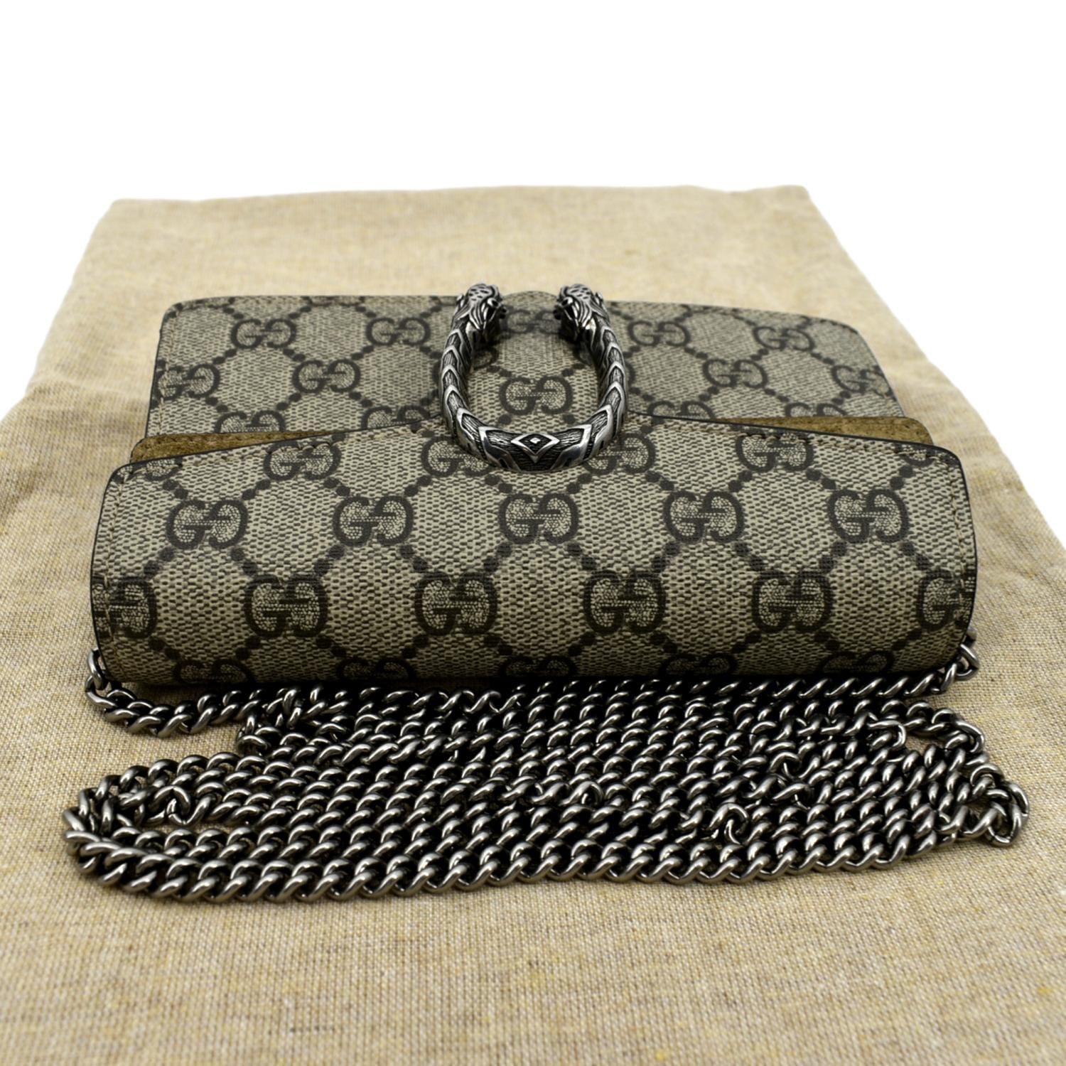 GUCCI Dionysus Super Mini GG Supreme Canvas Crossbody Bag Taupe 476432 - Image 4