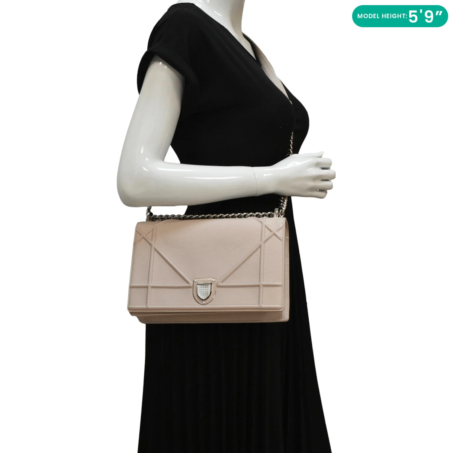 CHRISTIAN DIOR Diaroma Flap Grained Calfskin Leather Crossbody Bag Light Pink - Image 2