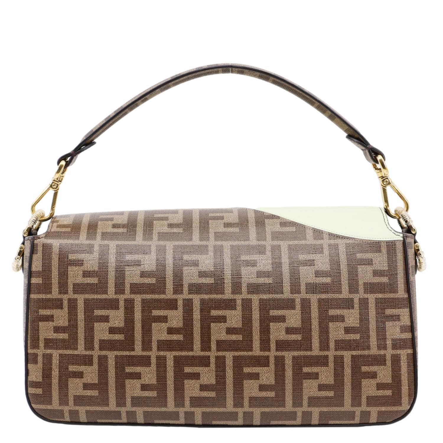 FENDI FF 1974 Hairdo Girls Inlay Glazed Fabric Baguette Bag Yellow - Image 4