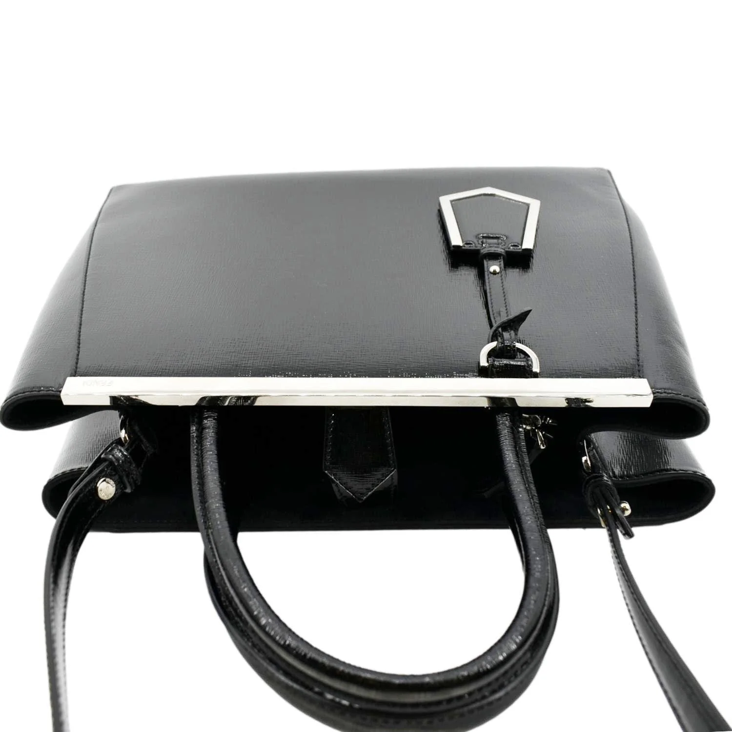 FENDI 2 Jours Patent Leather Shoulder Bag Black - Image 4