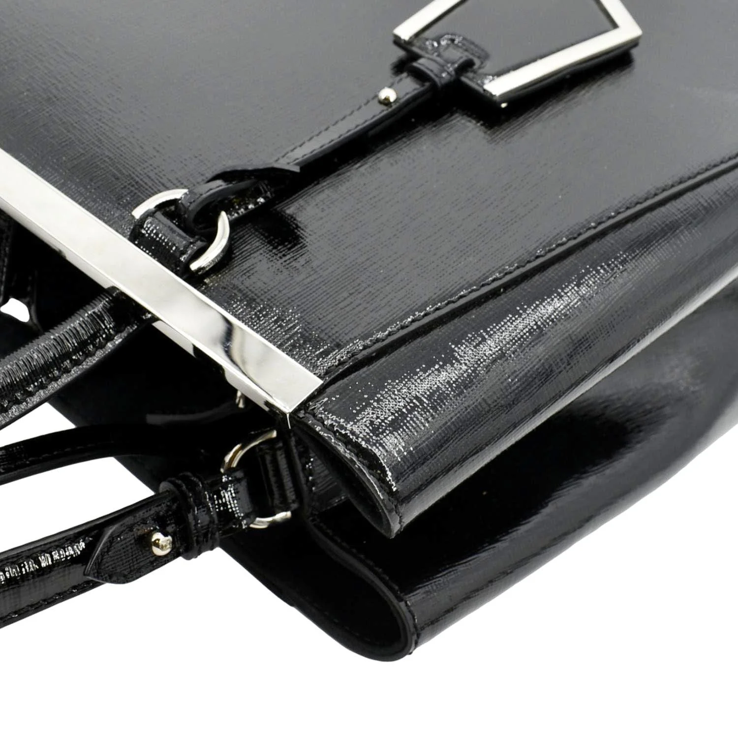 FENDI 2 Jours Patent Leather Shoulder Bag Black - Image 5