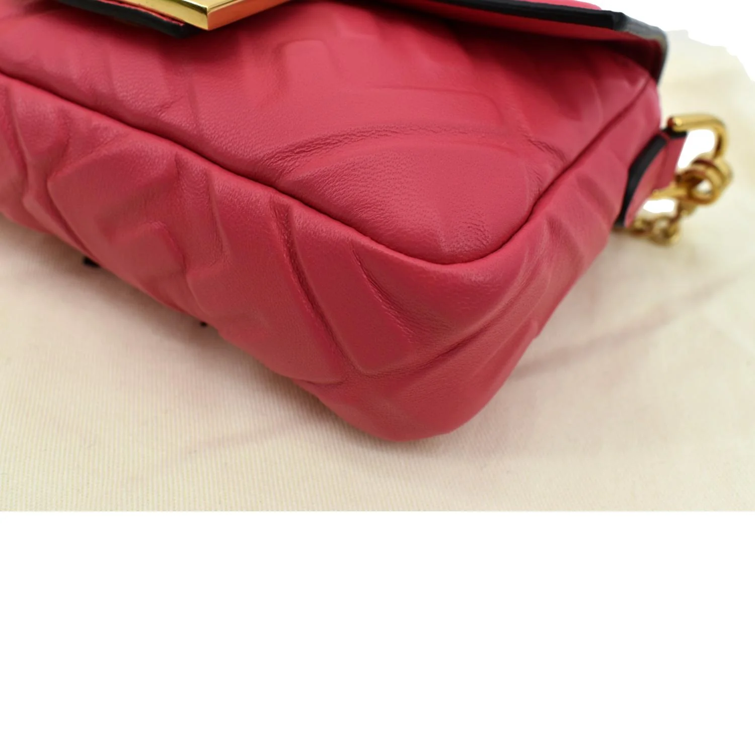 FENDI Baguette Nappa Leather Crossbody Bag Red - Image 8