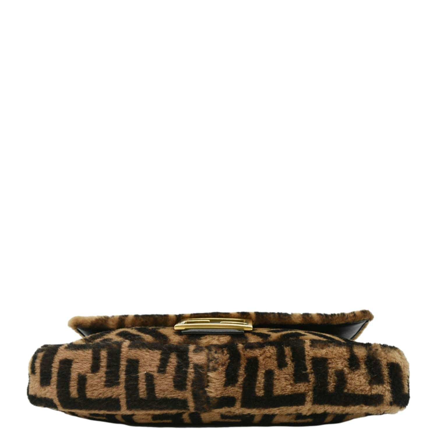 FENDI Baguette Medium FF Shearling Sheepskin Shoulder Bag Brown - Image 10