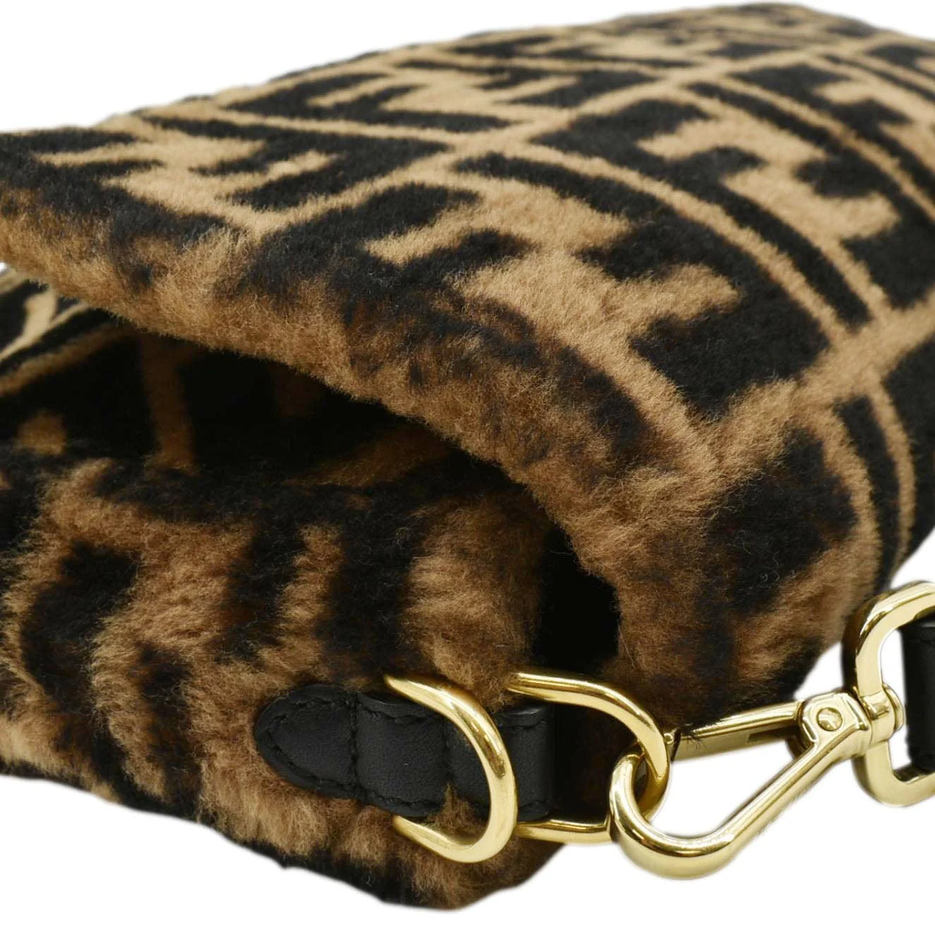 FENDI Baguette Medium FF Shearling Sheepskin Shoulder Bag Brown - Image 7