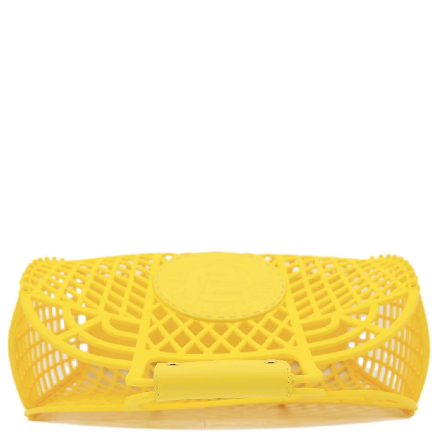 FENDI FF Logo Plastic Basket Satchel Bag Yellow - Image 6