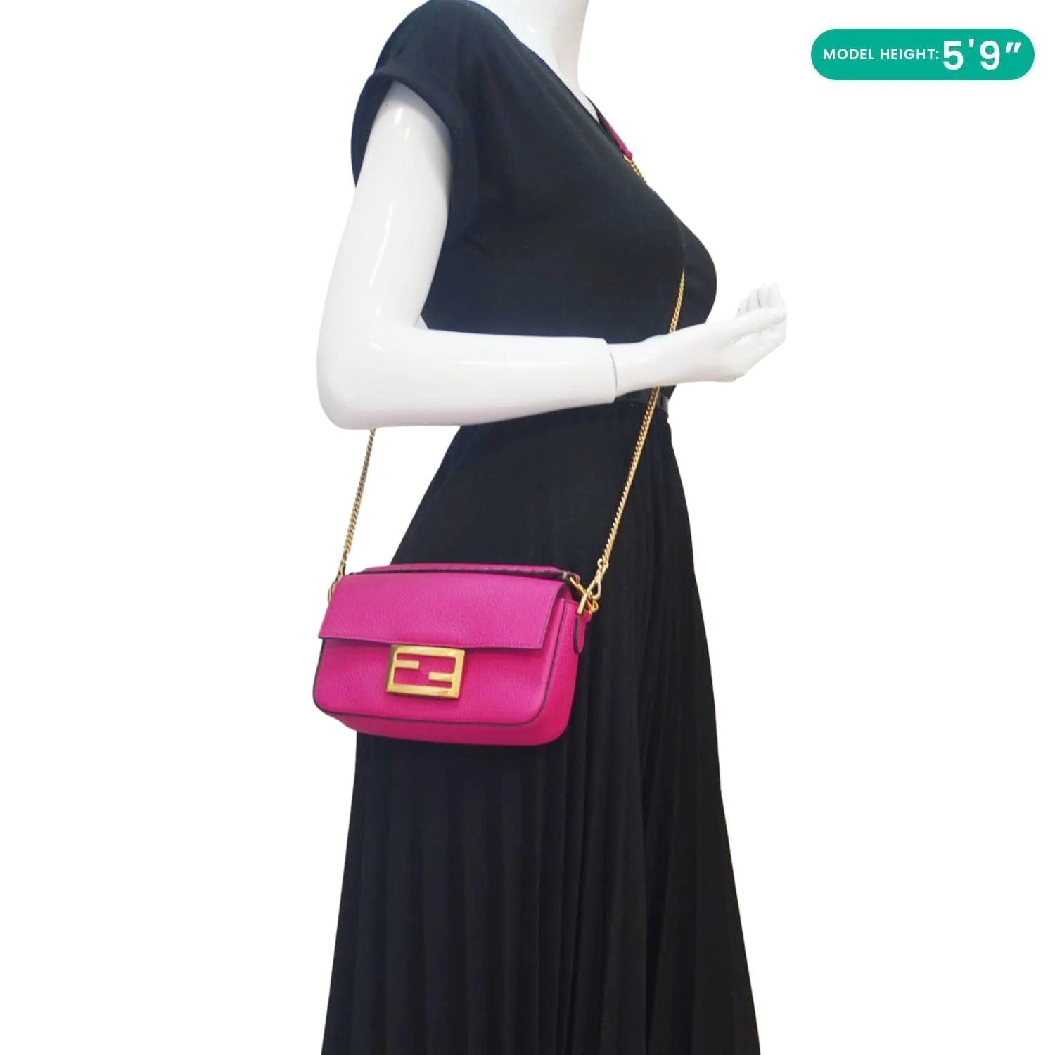 FENDI Selleria Cuoio Romano Leather Baguette Crossbody Bag Pink - Image 2
