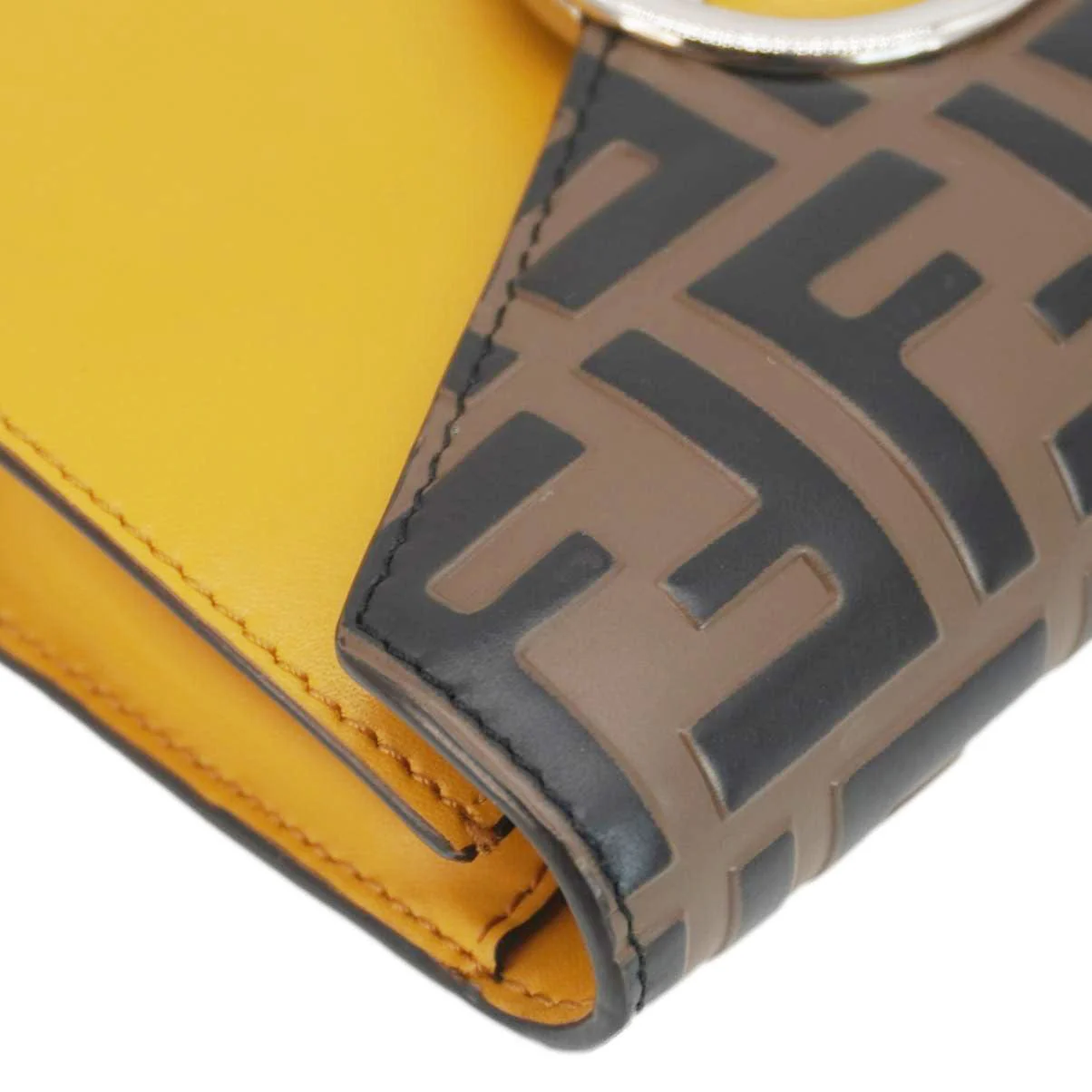 FENDI F Envelope FF 1974 Embossed Leather Belt Bag Sunflower - Image 7