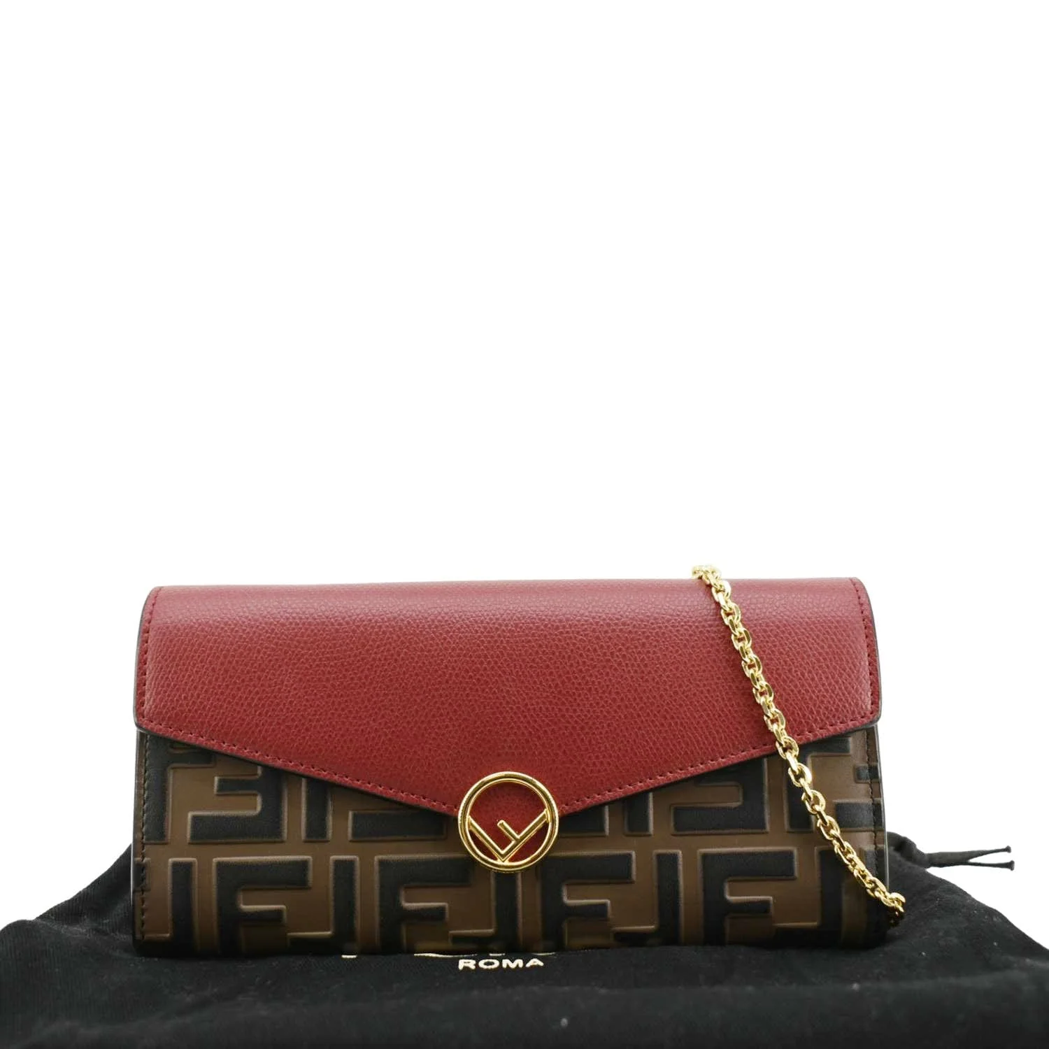 Fendi Vitello Cruise F Is Fendi Leather Continental Chain Wallet Red - Image 3